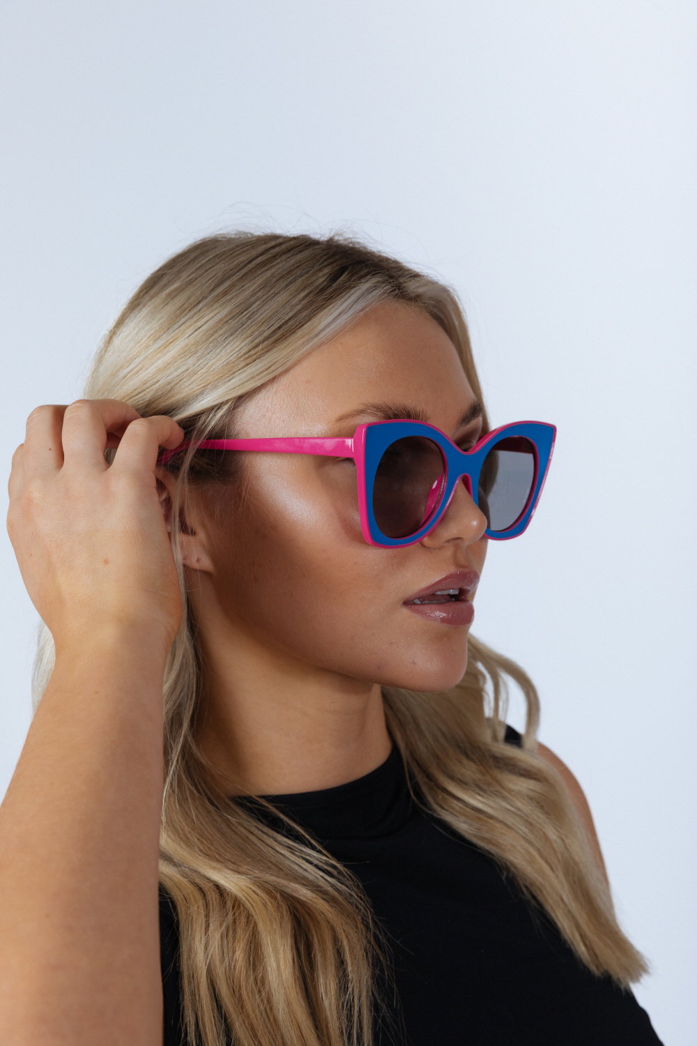 Pink Oversized Round Cat-Eye Sunglasses, Image 2 of 7