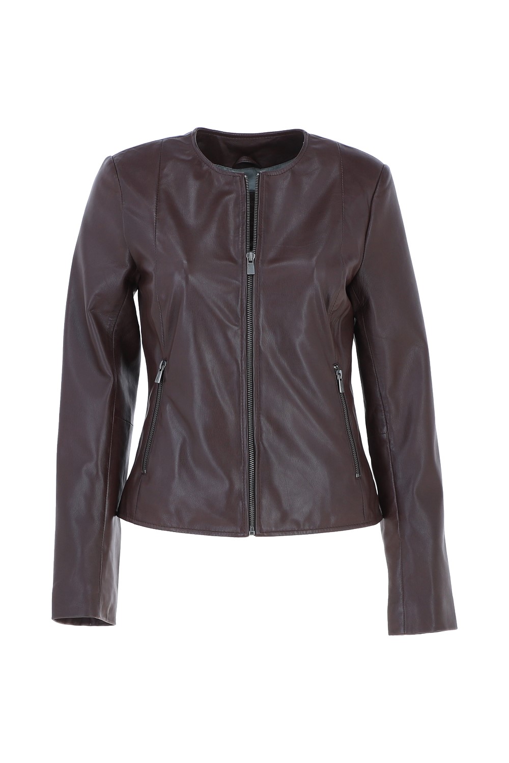 Brown Ashwood Leather Brown 'Corina' Collarless Casual Leather Jacket, Image 2 of 4