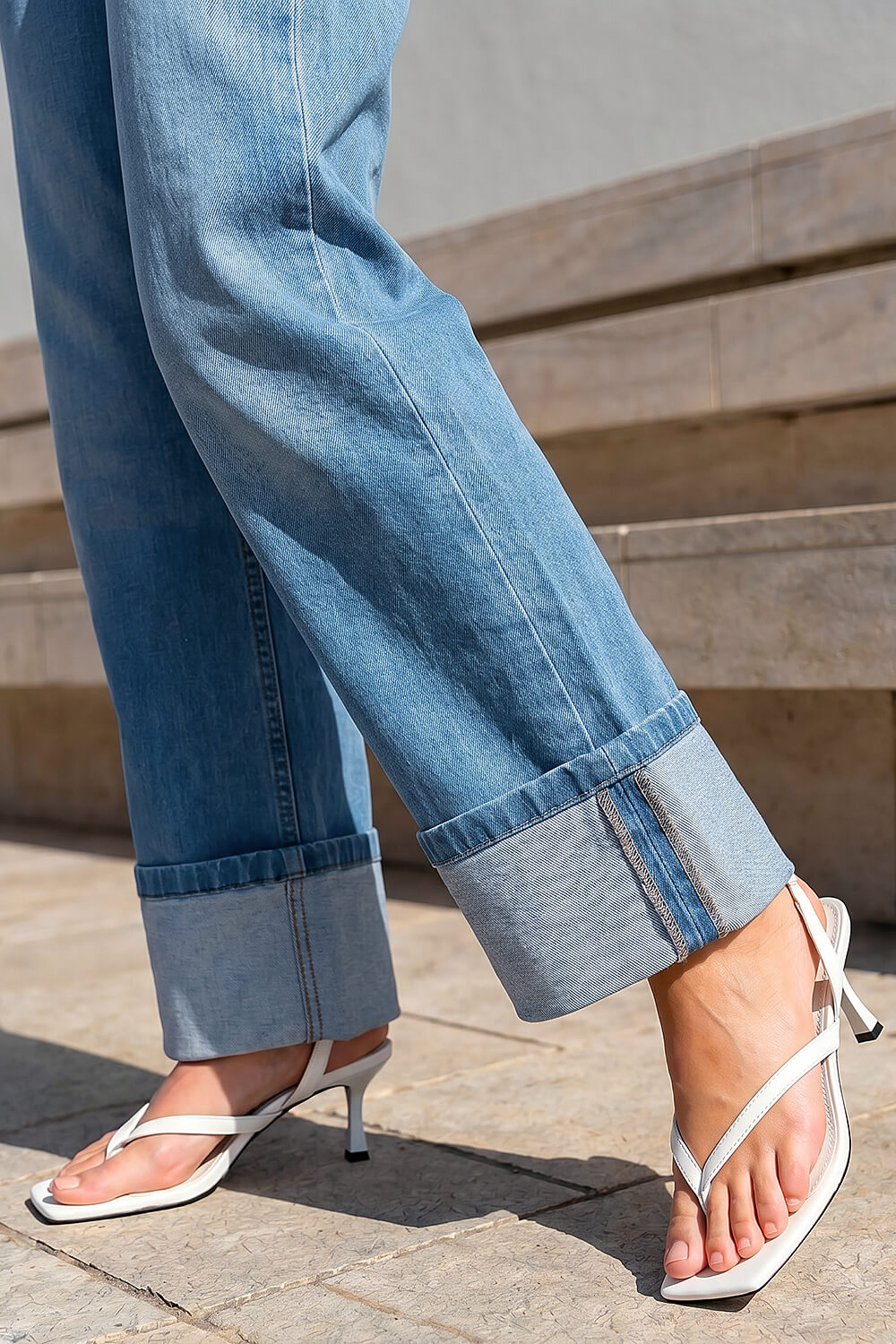 Denim Dusk Turn Up Wide Leg Jeans, Image 5 of 4