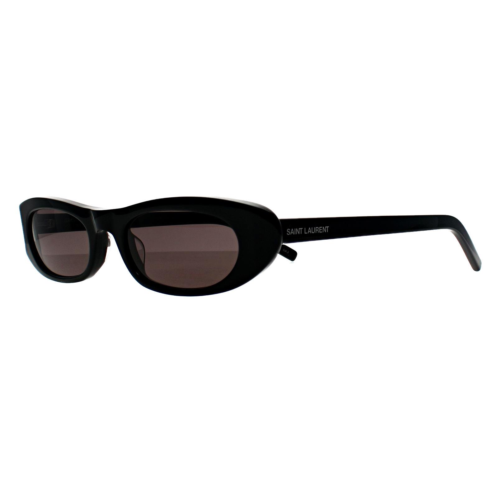 Black Saint Laurent Black Rectangle Shiny Black Grey SL557, Image 2 of 3