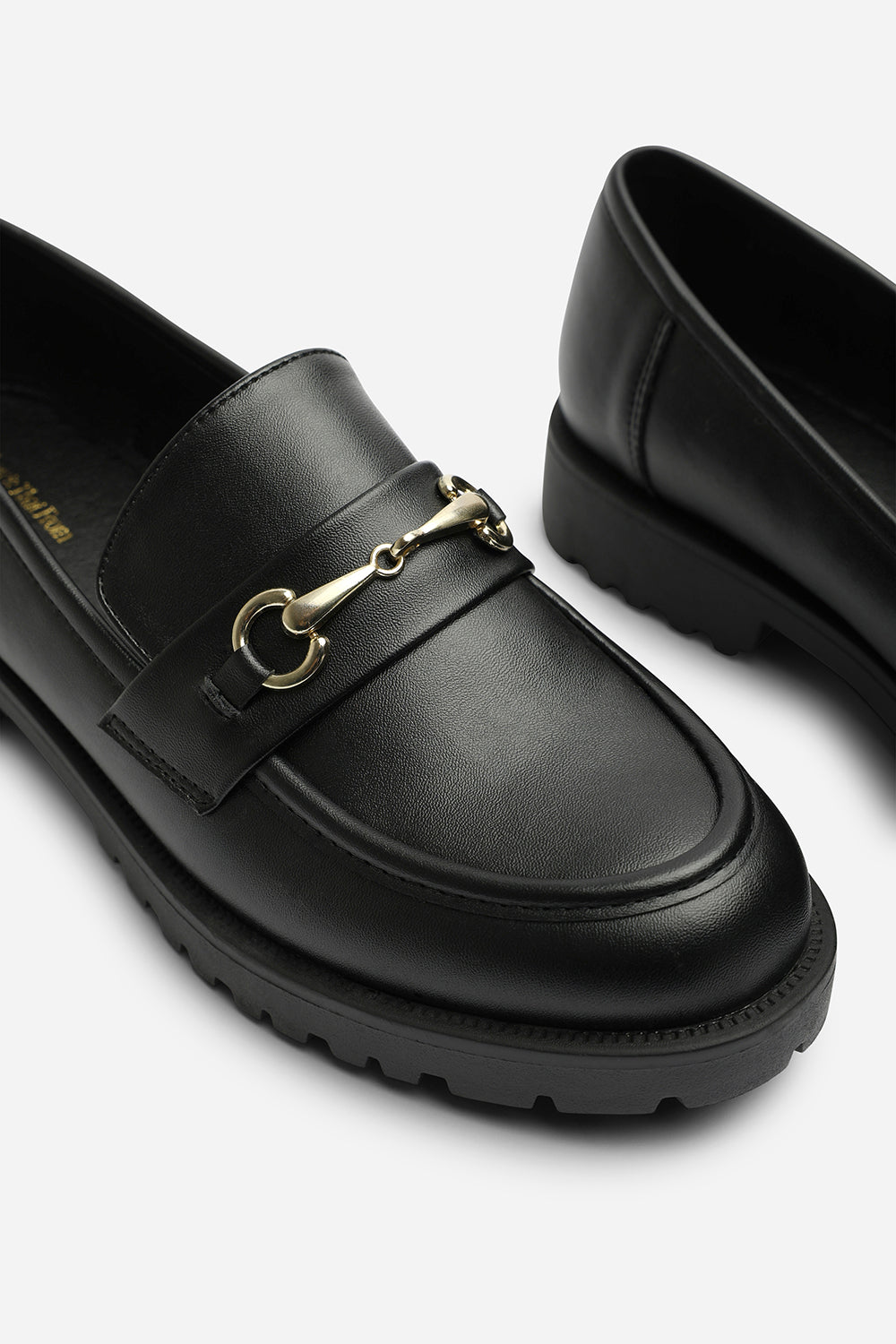 Black Aadhya Black Chunky Snaffle Trim Detail Loafers, Image 5 of 6