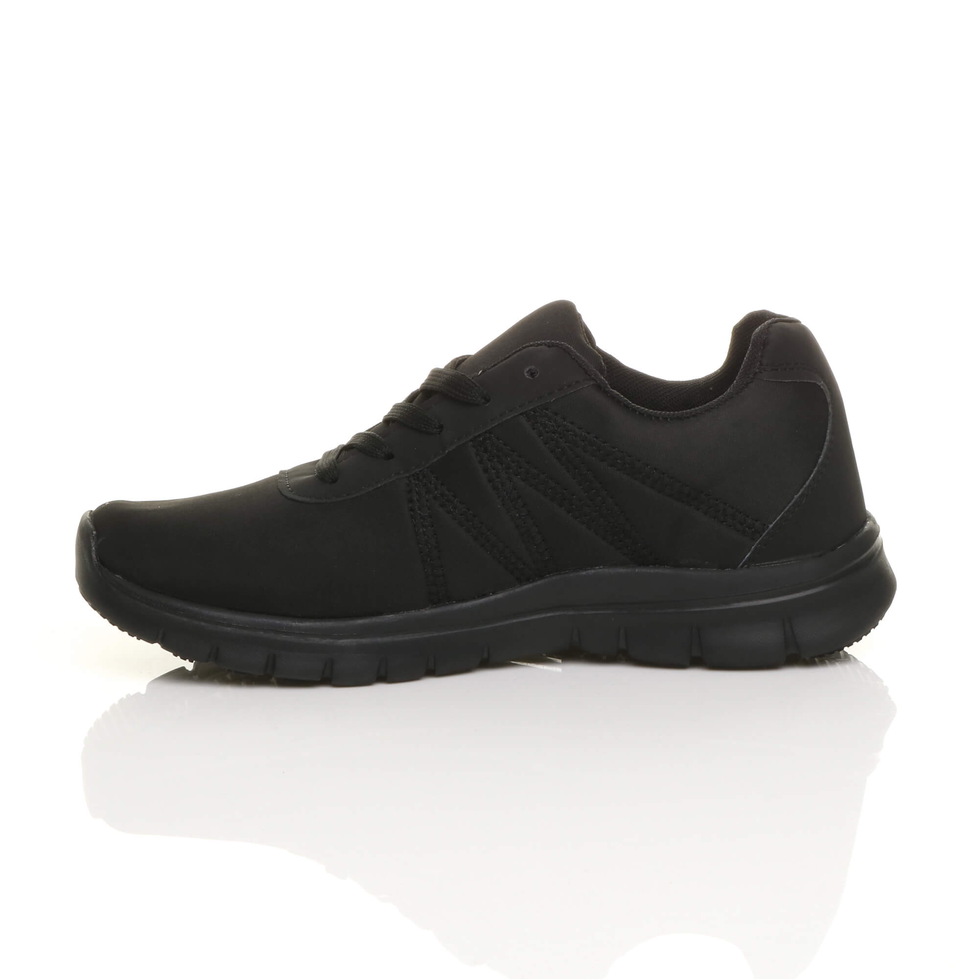 Black AJVANI Black Lace Up Memory Foam Trainers, Image 3 of 6