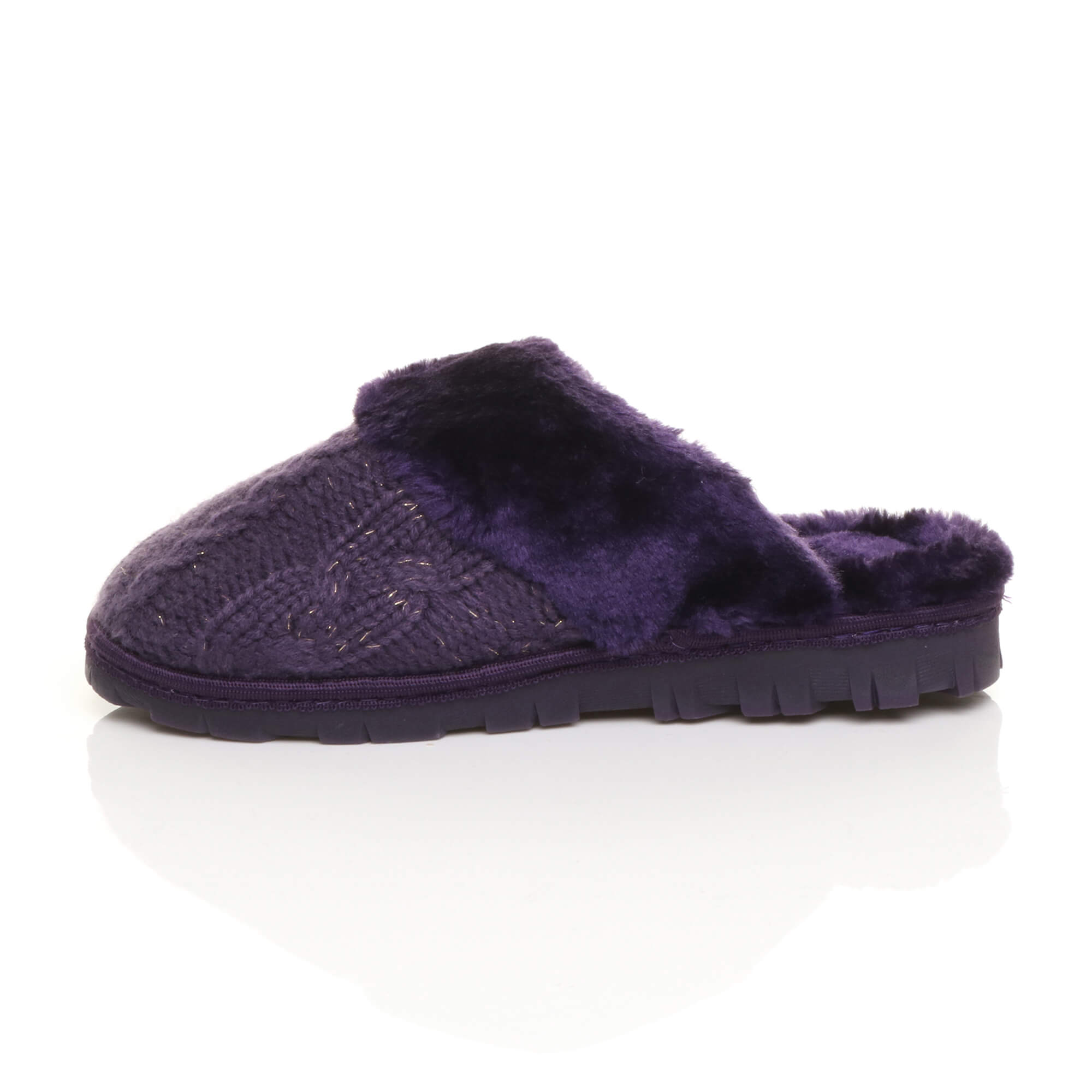 Purple AJVANI Purple Glitter Knitted Mules Slippers, Image 2 of 5