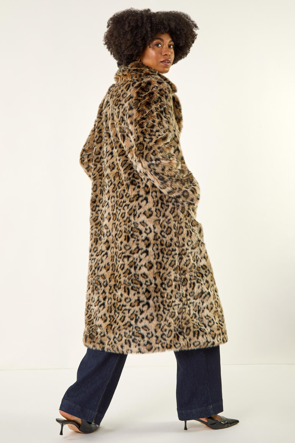 Brown Premium Animal Faux Fur Coat, Image 5 of 8