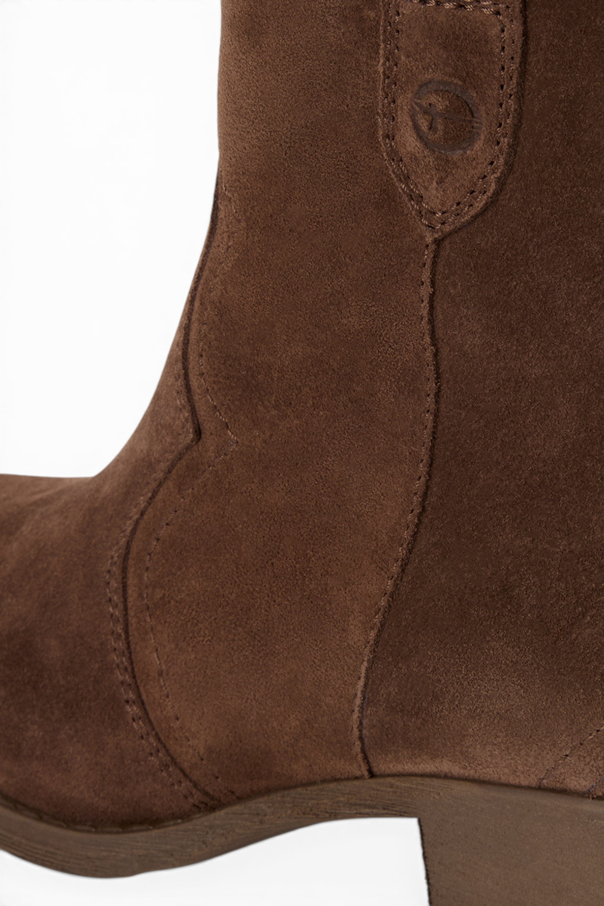 Brown Suede Leather Cowboy Western Ankle Boots, Image 6 of 8