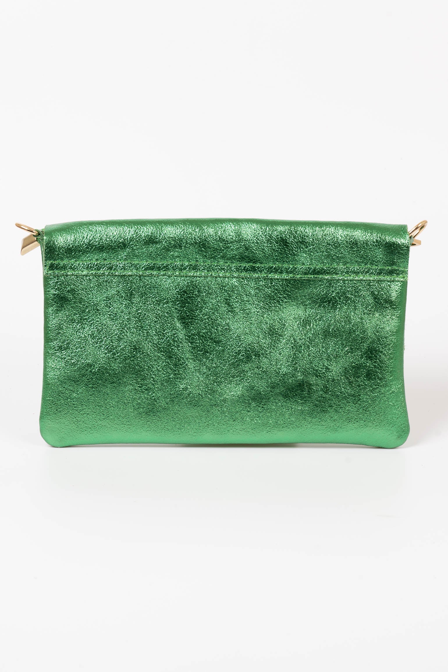 Green Metallic Italian Leather Clutch Bag, Image 3 of 3