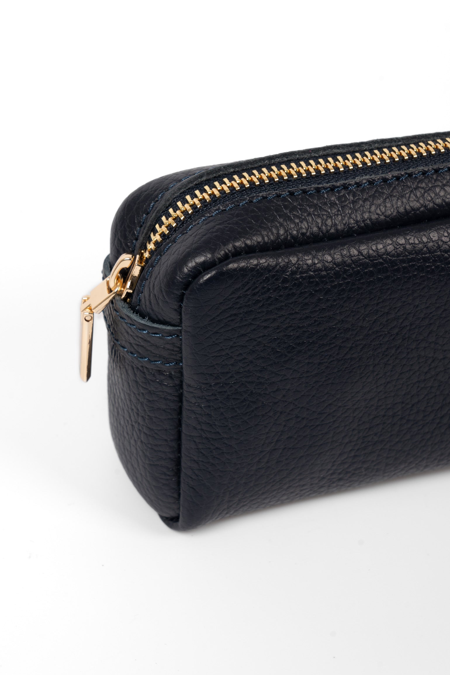 Navy Blue Italian Leather Cosmetic Bag, Image 2 of 3