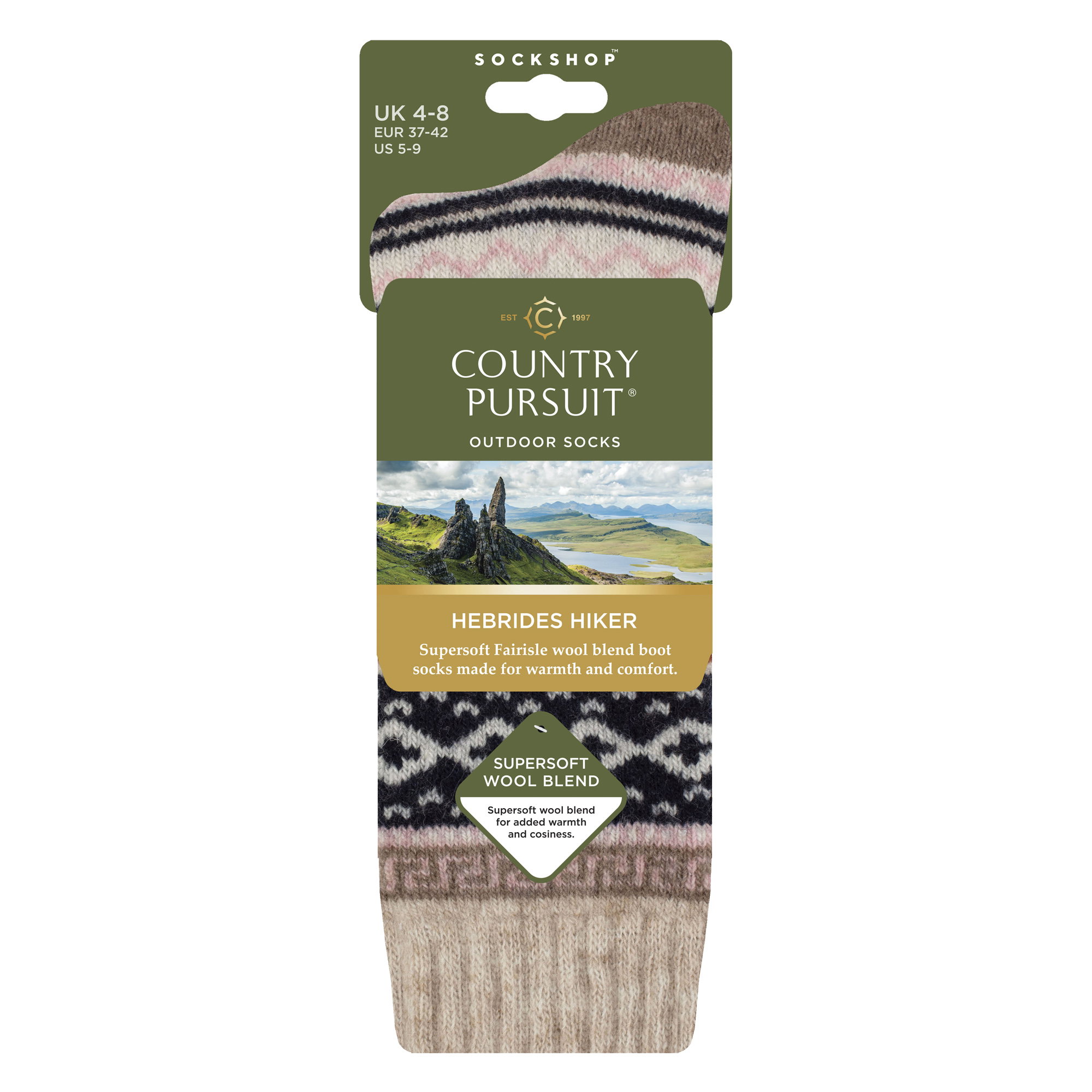 Beige Wool Blend Cushioned Hiking Boot Socks, Image 3 of 3