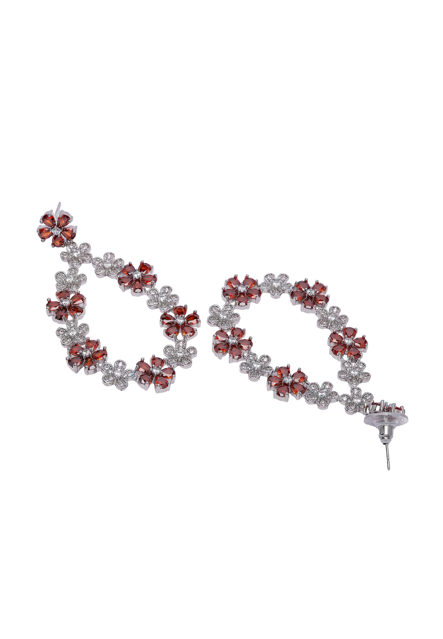 Red Diva Dainty Floral Dangle Earrings, Image 3 of 5