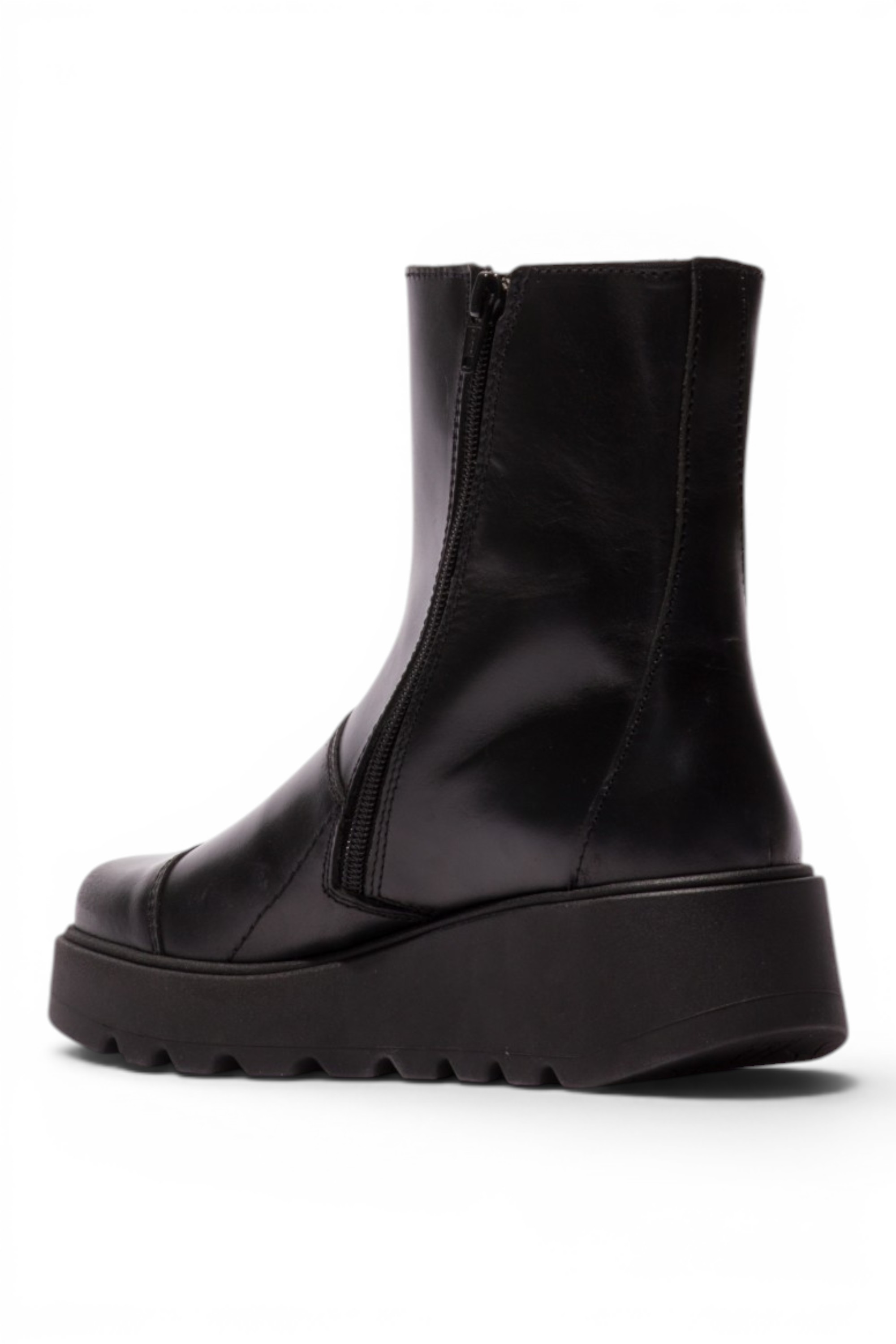 Black Womens Leather Platform Boots-TARP553FLY, Image 4 of 5