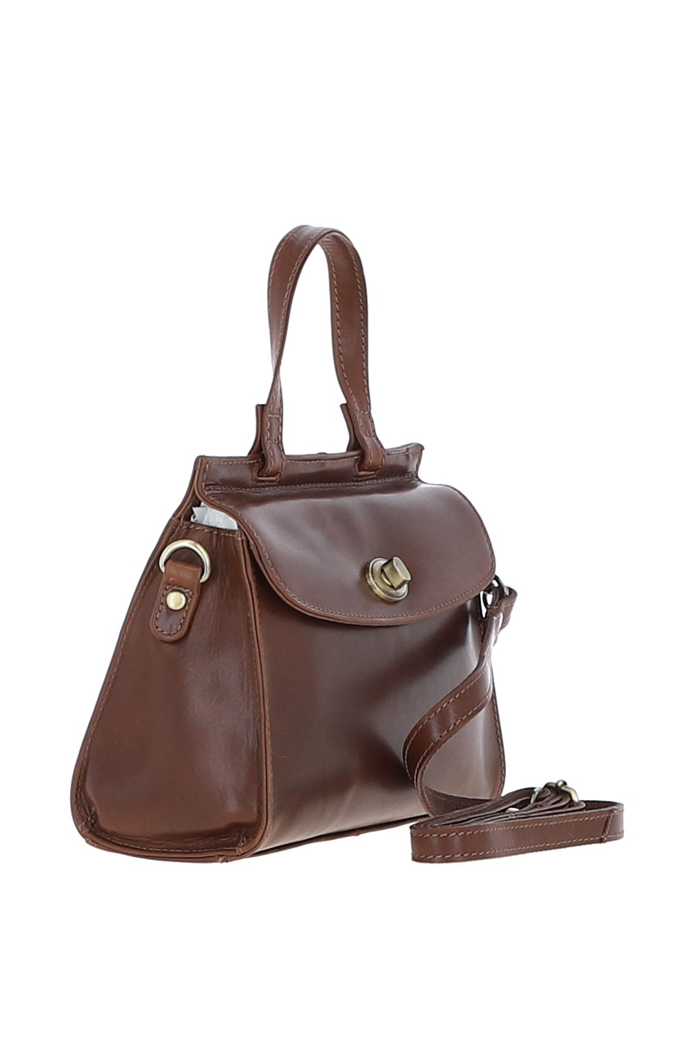 Brown Medium Real Leather Grab Bag, Image 4 of 4