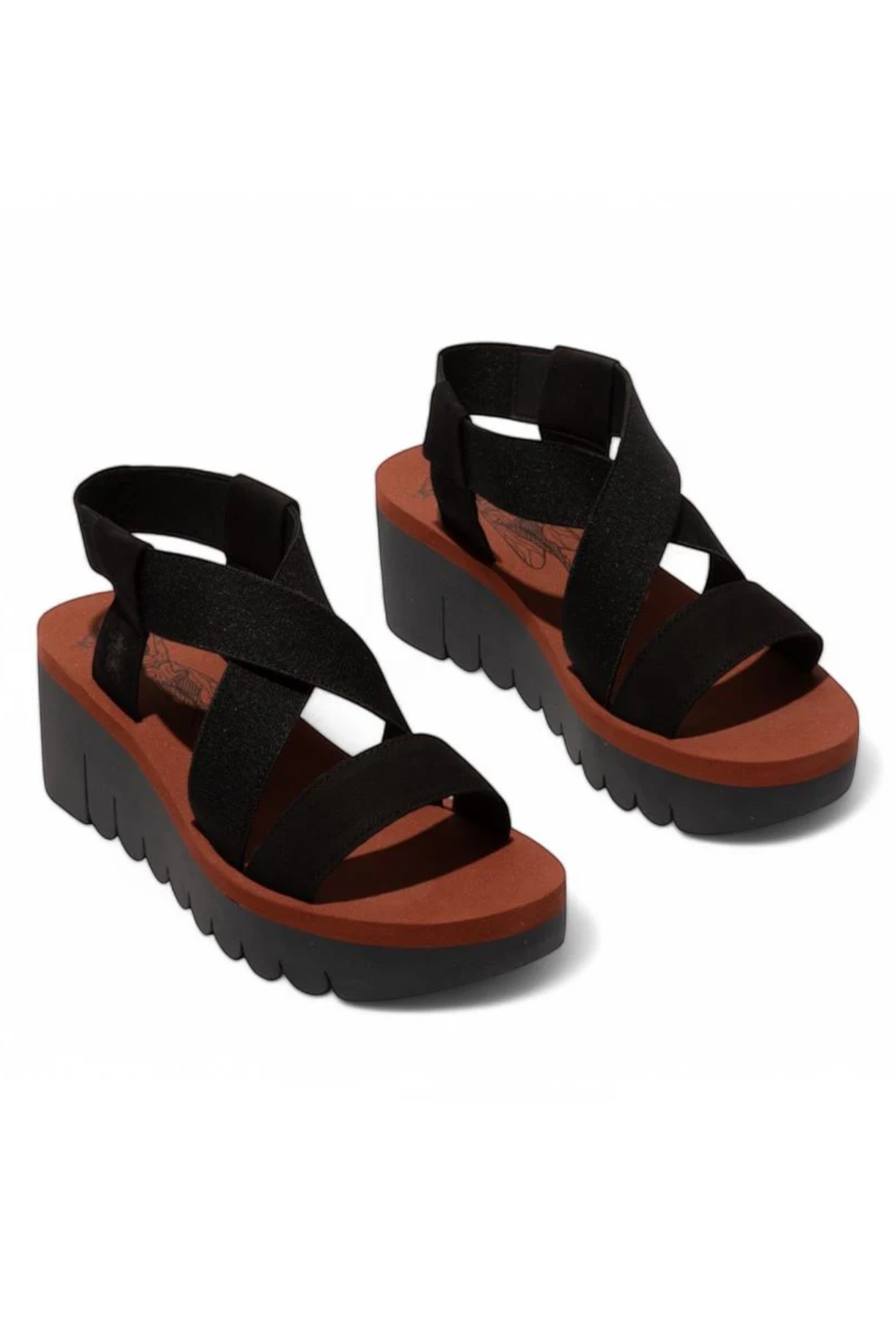 Black Womens Casual Wedge Sandals -YABI922FLY, Image 3 of 4