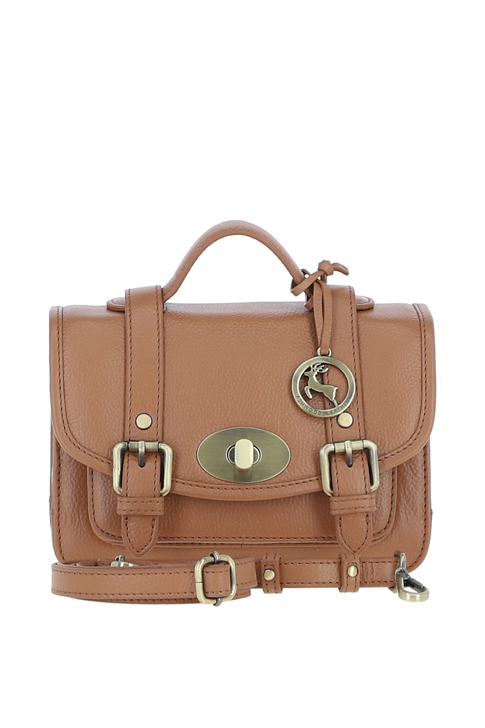 Camel Ashwood Leather Camel Stylish Real Leather Medium Satchel Bag, Image 1 of 4