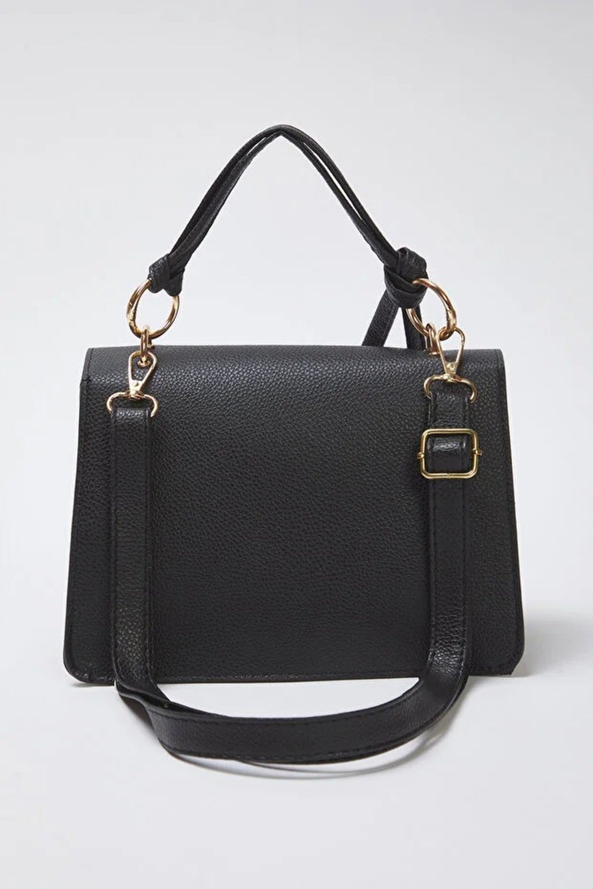 Black Textured Mini City Crossbody Shoulder Bag With Top Handle, Image 3 of 3