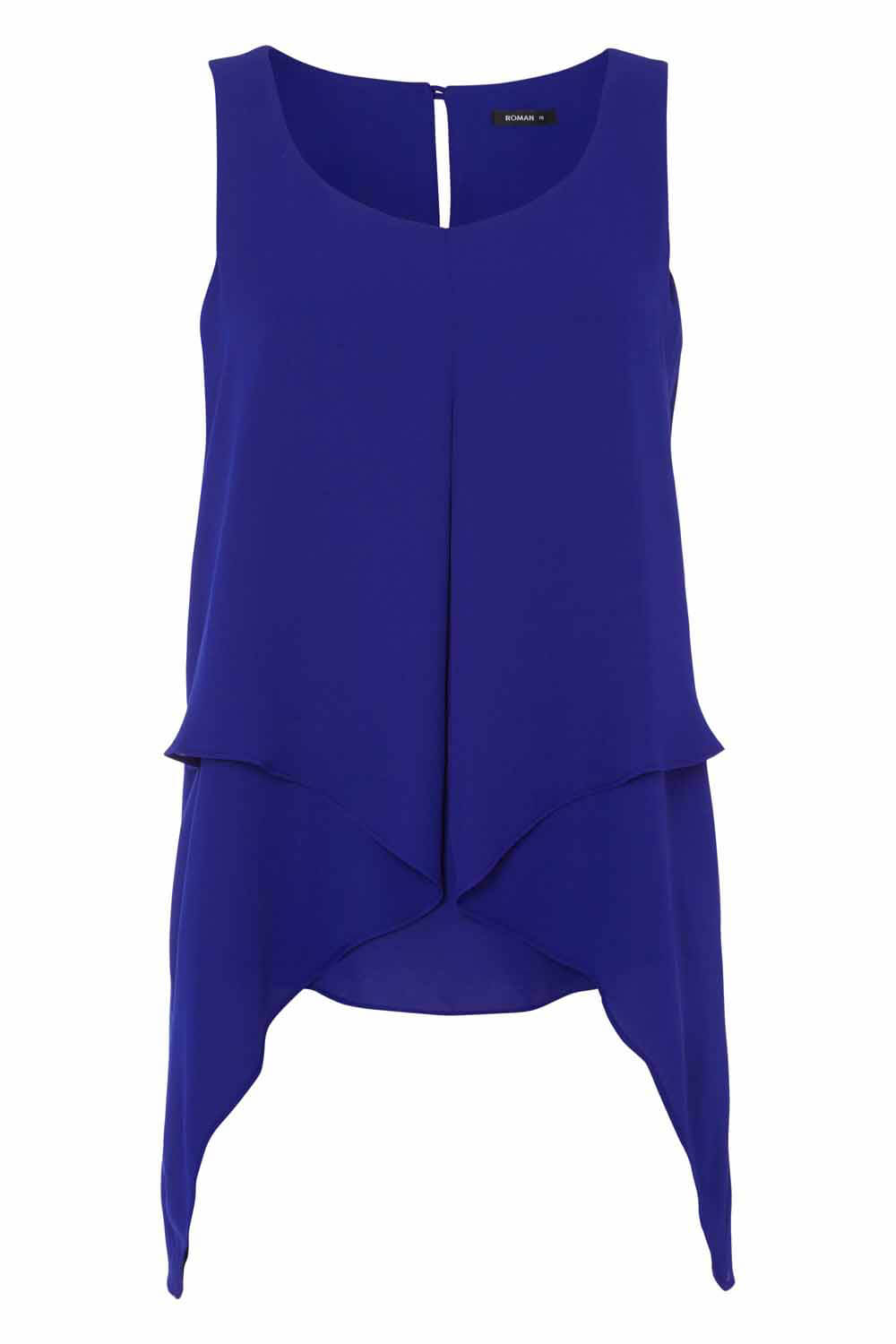 Royal Blue Sleeveless Asymmetric Hem Top, Image 5 of 4