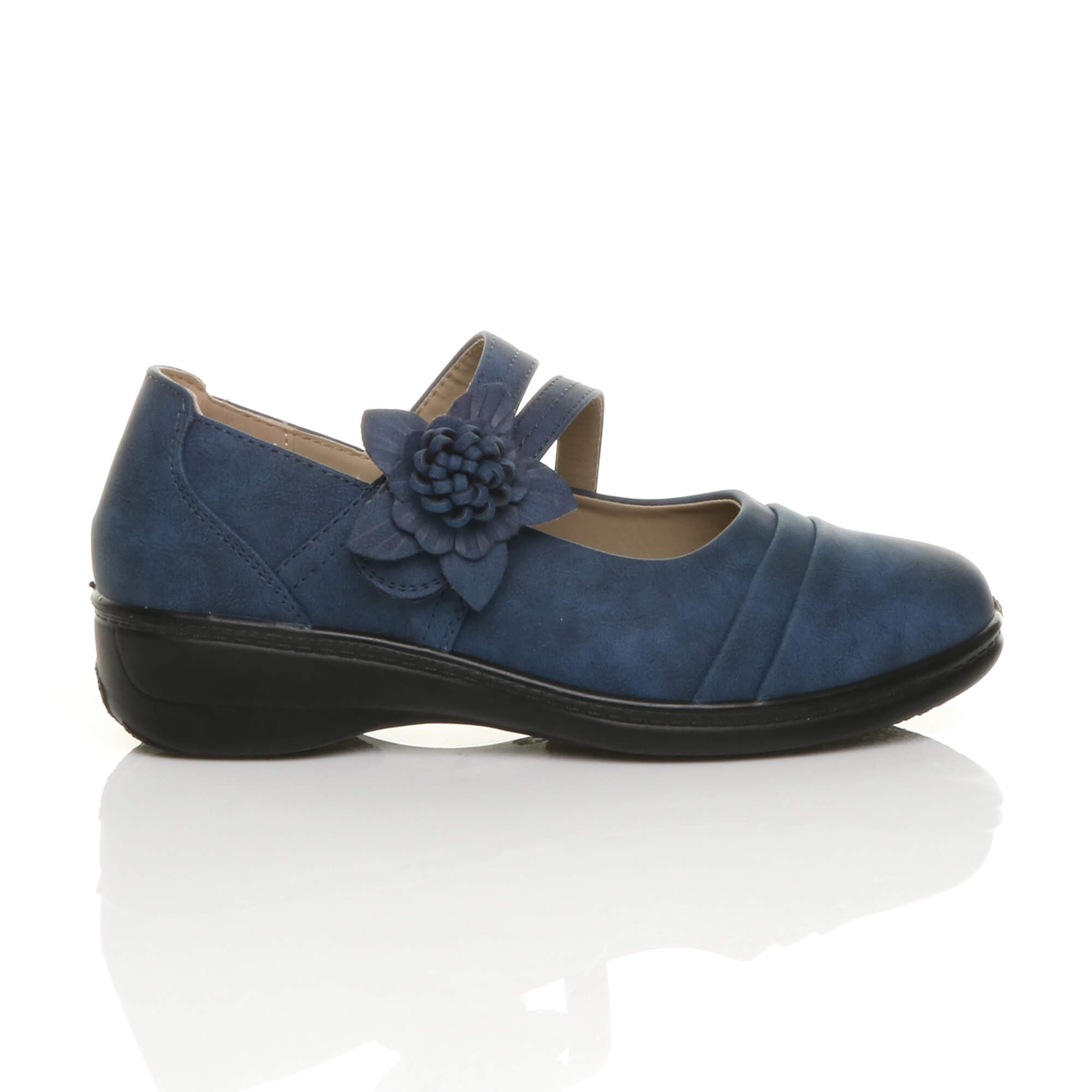 Navy Blue AJVANI Navy Blue Flat Comfort Mary Jane Shoes, Image 2 of 6