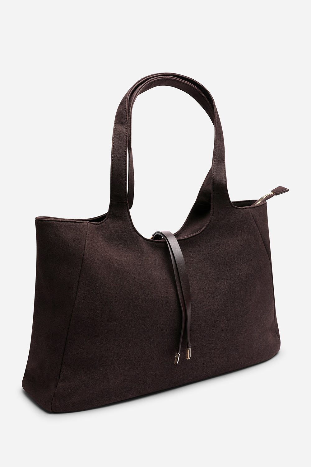 Dark Brown Where's That From Dark Brown Cabana Suede Shoulder Tote Bag, Image 2 of 7