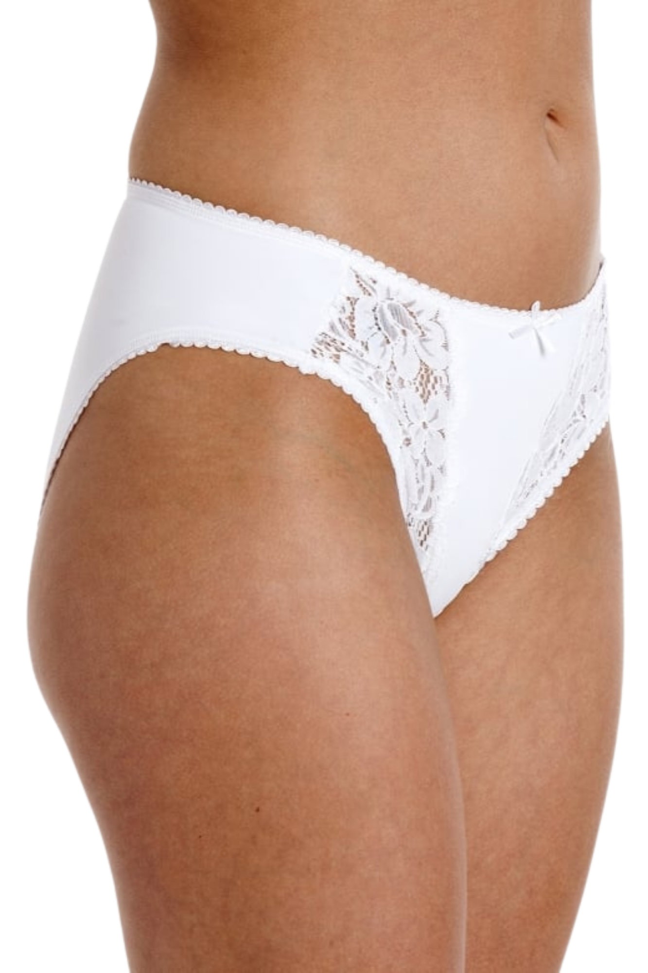 White Camille Lingerie White 3 Pack Sheer Floral Lace Mesh Briefs, Image 5 of 5