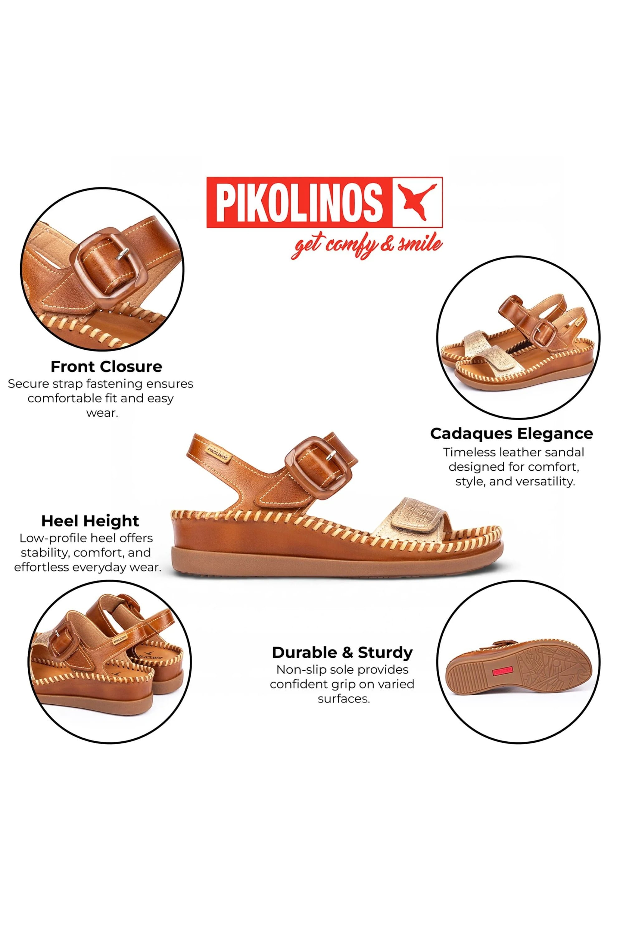 Brown Womens leather Summer Sandals-W8K-0555C1, Image 3 of 8