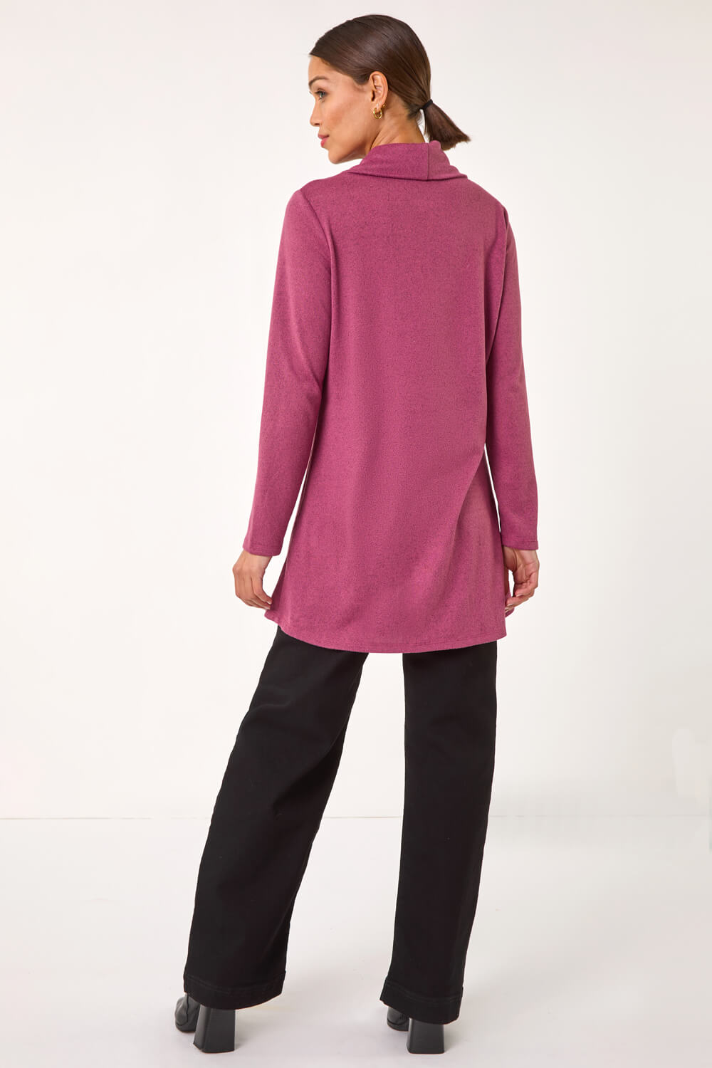 PINK Wrap Front Cowl Neck Top, Image 4 of 5