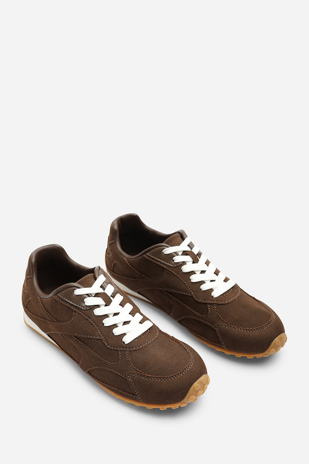 Brown Where's That From Brown Marleigh Suede Retro Runner Trainer, Image 4 of 6