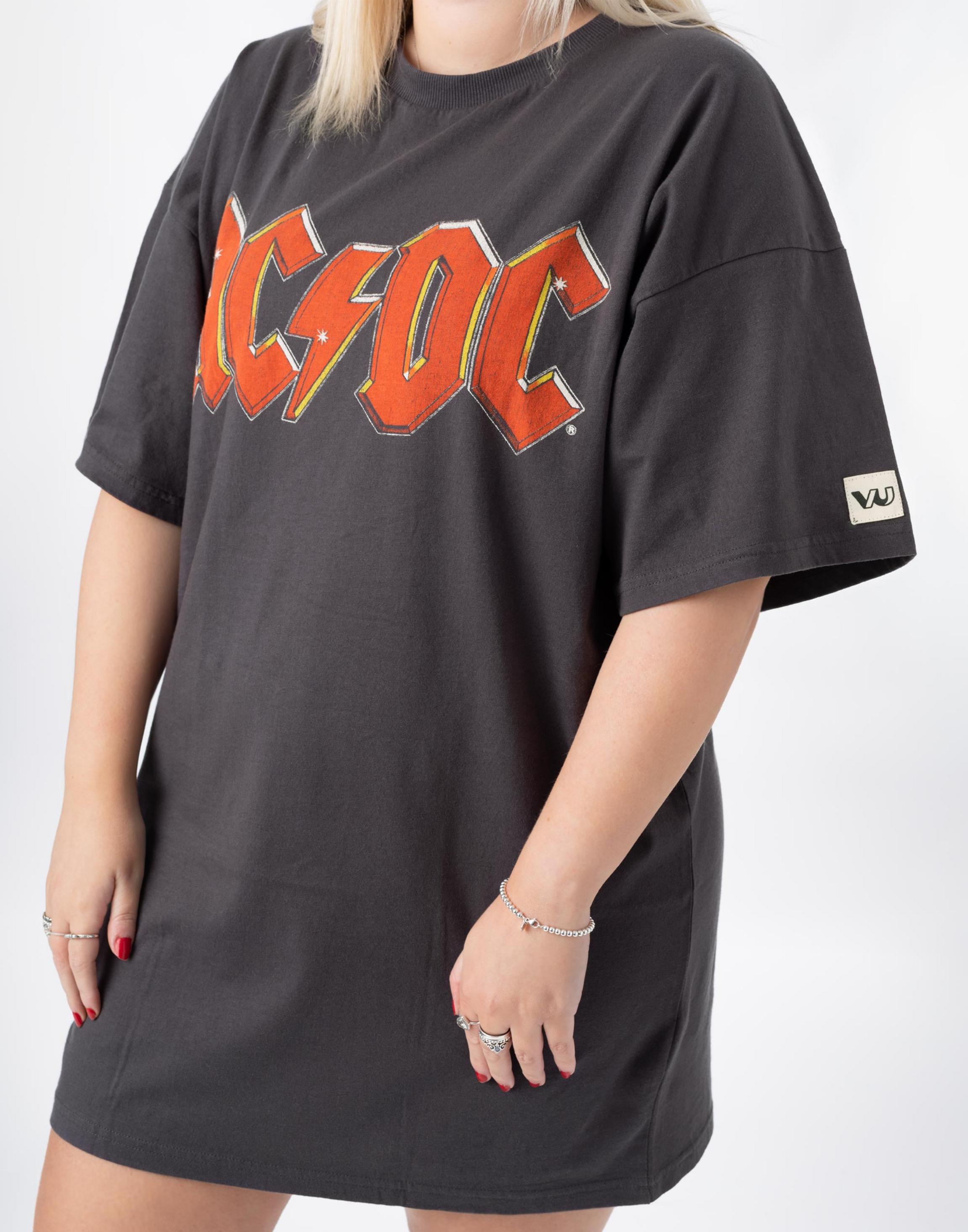 Grey AC/DC Dress Oversized Short Sleeved T-Shirt, Image 3 of 6