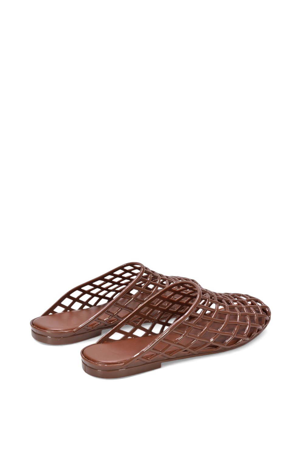 Brown 'Opera' Slip On Cage Jelly Mule Flat Summer Sandals, Image 3 of 5