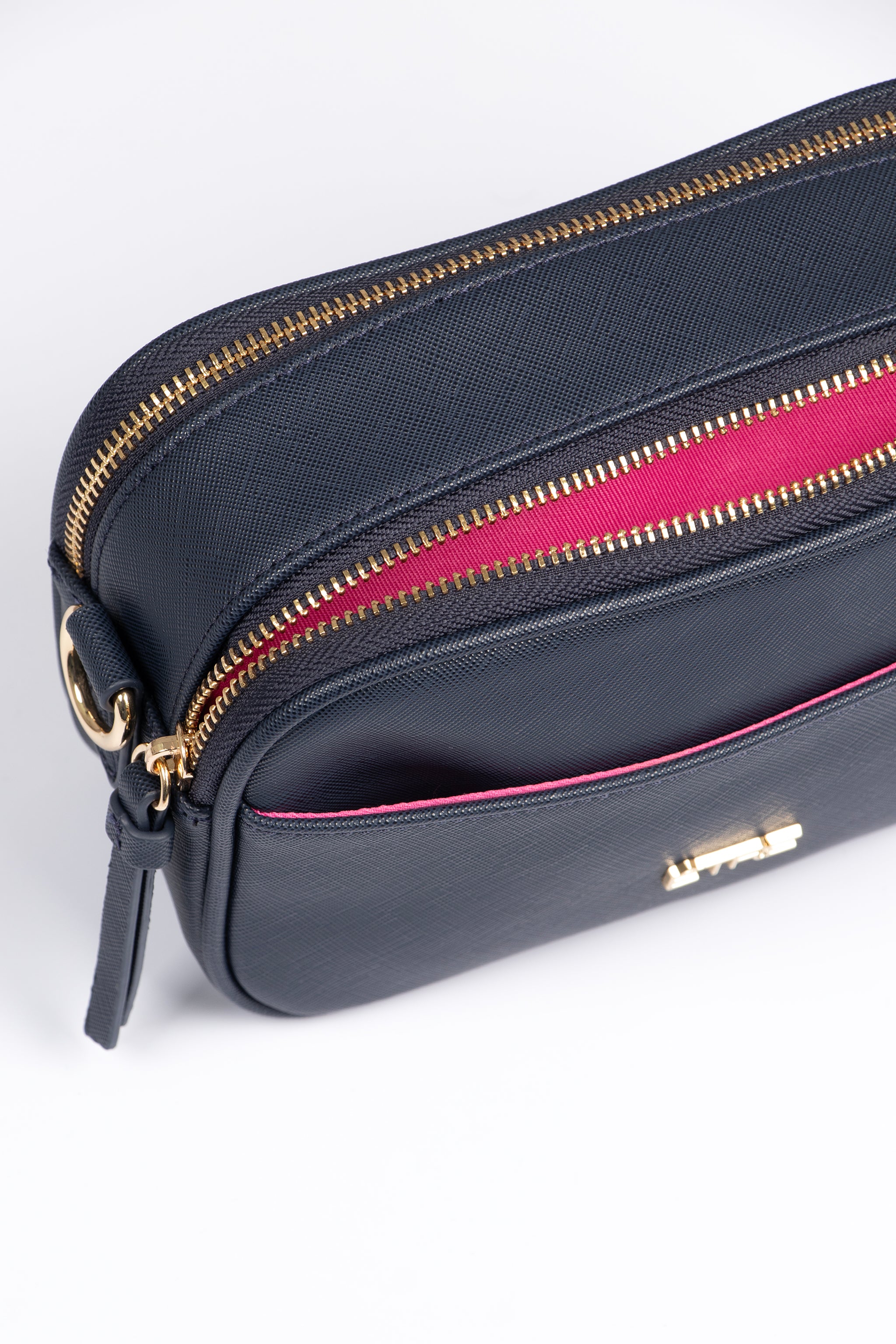 Navy Blue Dual Zipper Crossbody Camera Bag, Image 2 of 3