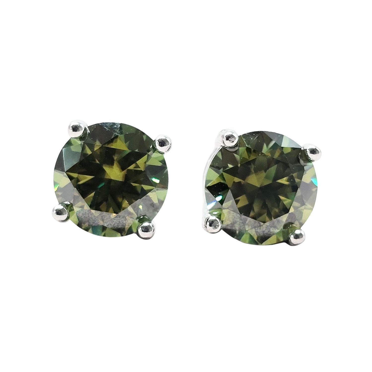 Green Peridot Moissanite Crystal Sterling Silver Earrings