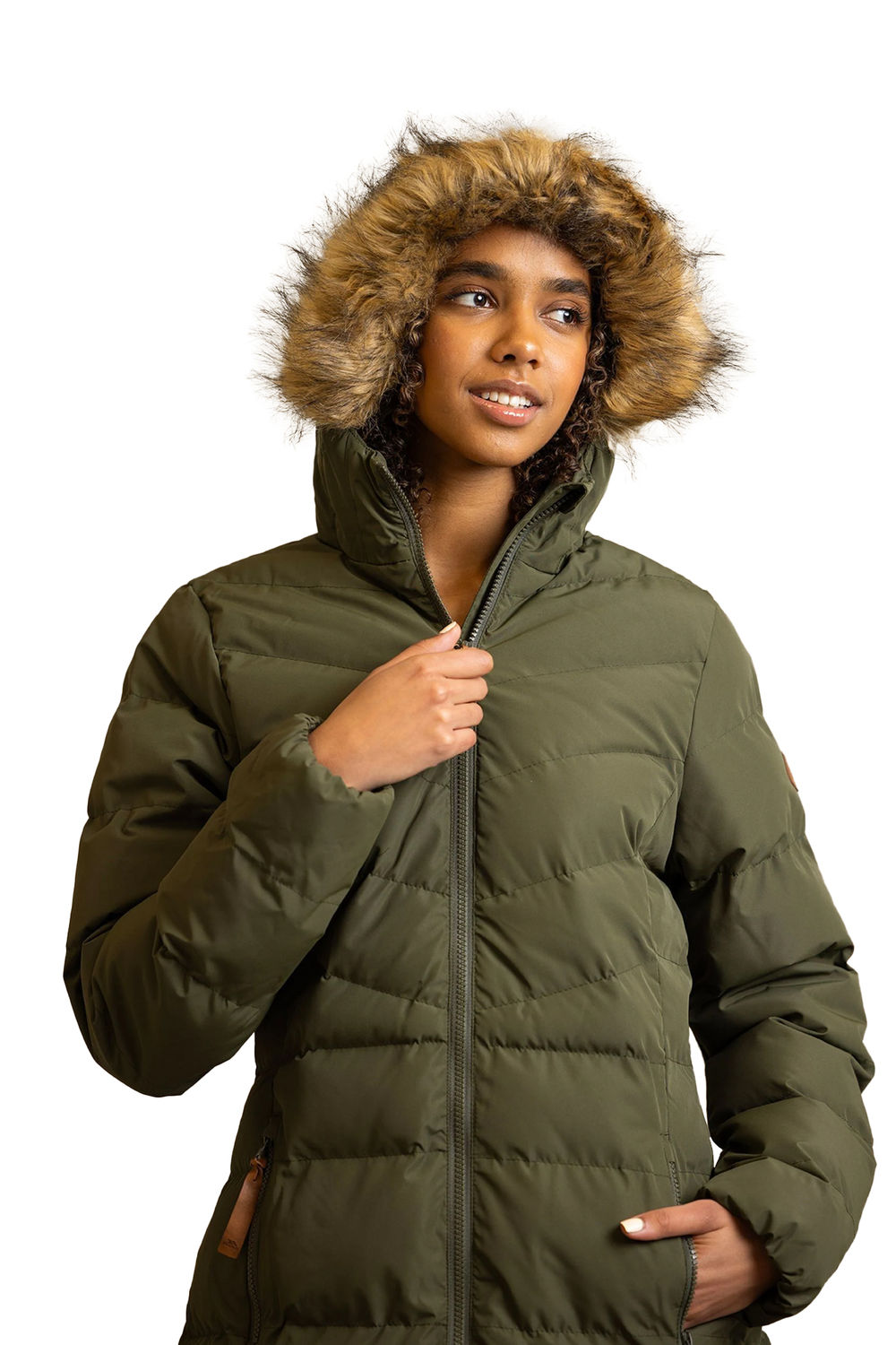 Dark Green Trespass Dark Green Audrey Padded Jacket, Image 4 of 4