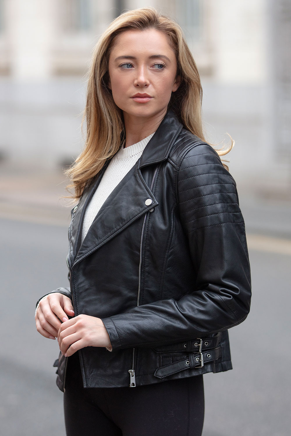 Black 'Medusa' Leather Biker Jacket