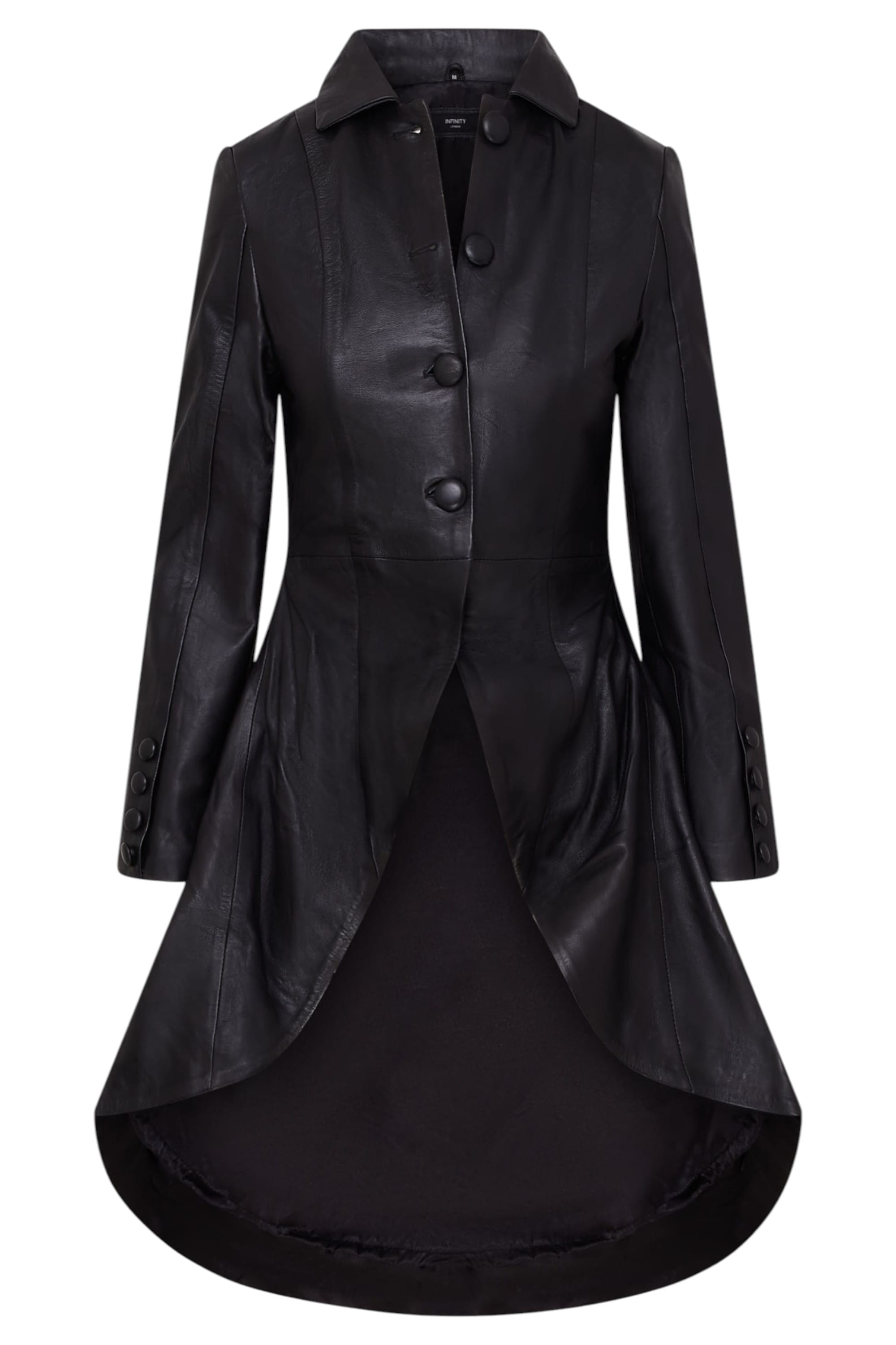 Black Goth Full Length Victorian Leather Coat, Image 1 of 6