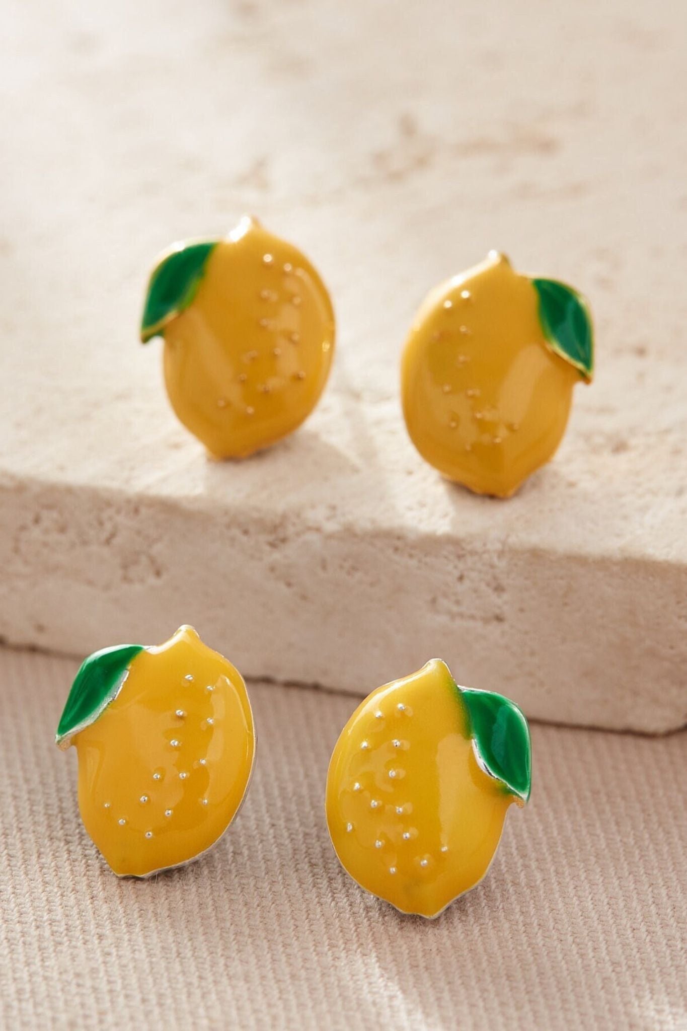 Gold Mia Gioielli Gold Sterling Silver Lemon Fruit Studs, Image 1 of 2