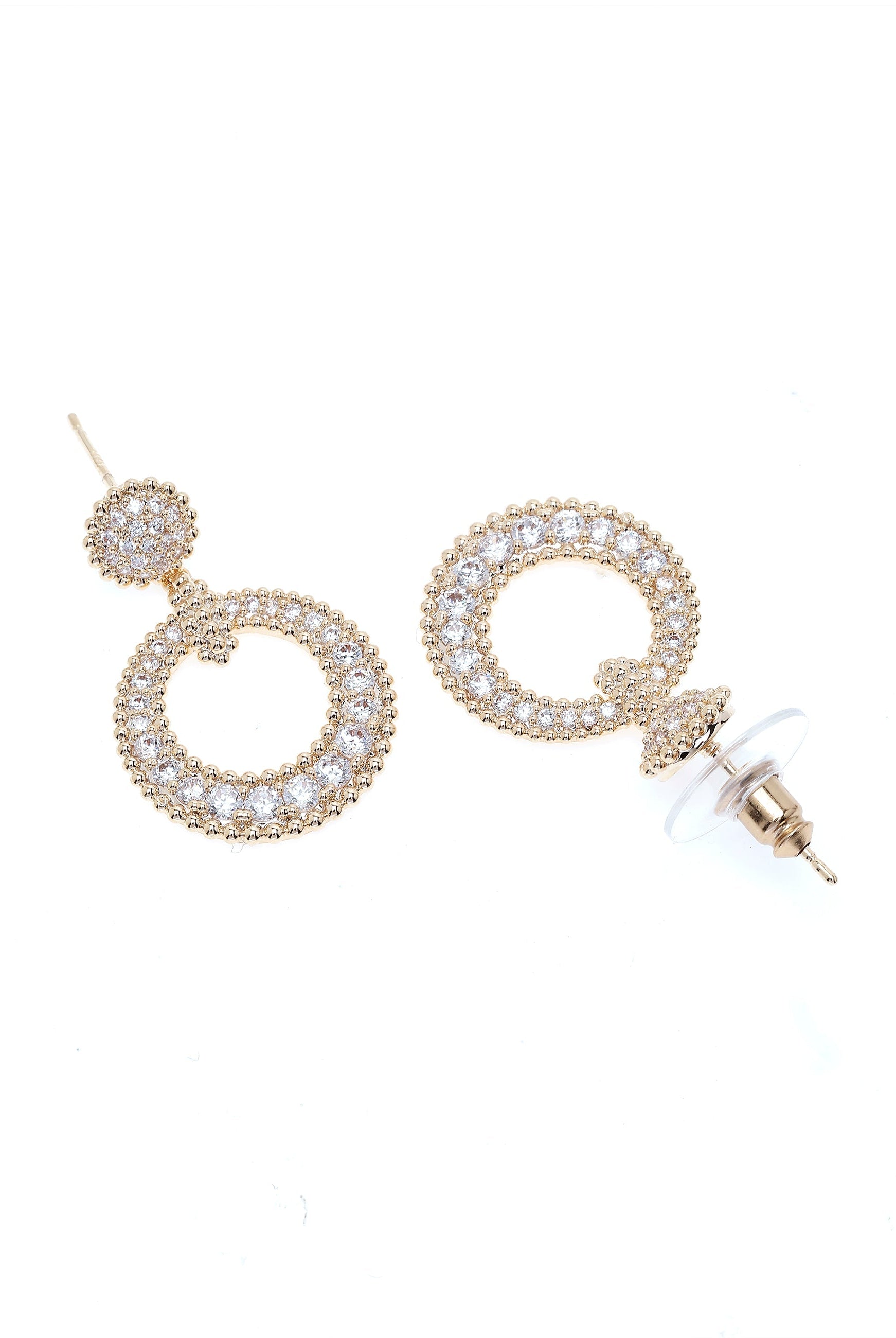 Gold Gold-Colored Circular Drop Earrings, Image 3 of 4