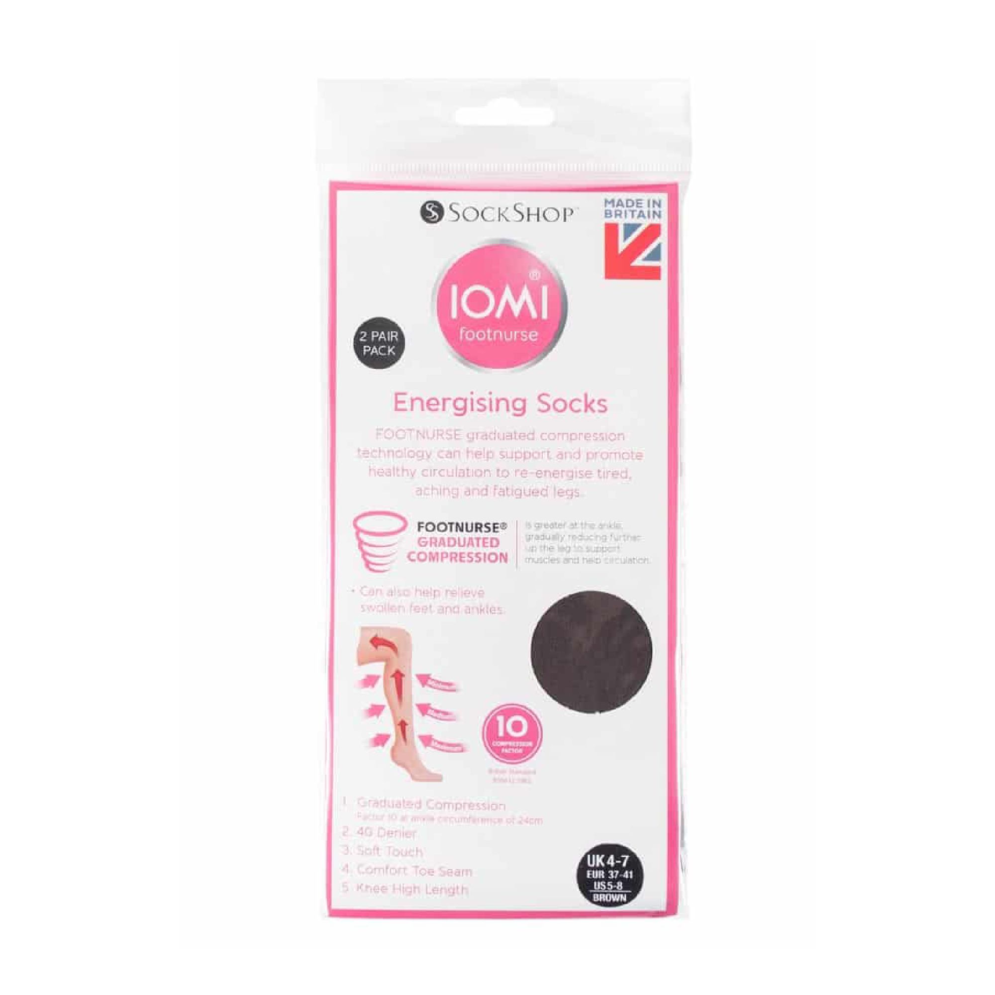 Brown 2 Pack 40 Den Knee High Compression Socks, Image 3 of 3