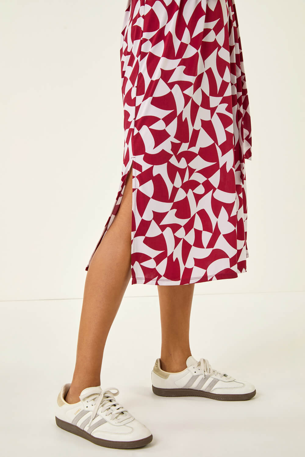 Red Abstract Geometric Shirt Dress, Image 6 of 5