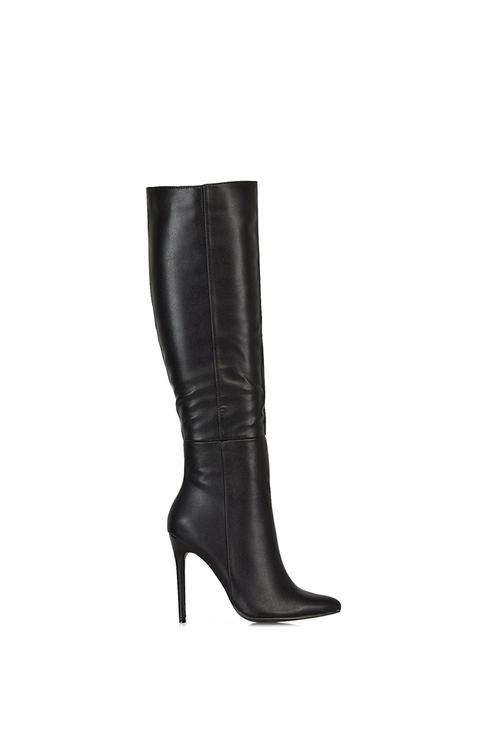 Black 'Nora' Pointed Toe Zip Up Knee High Stiletto Heel Long Boots, Image 1 of 5