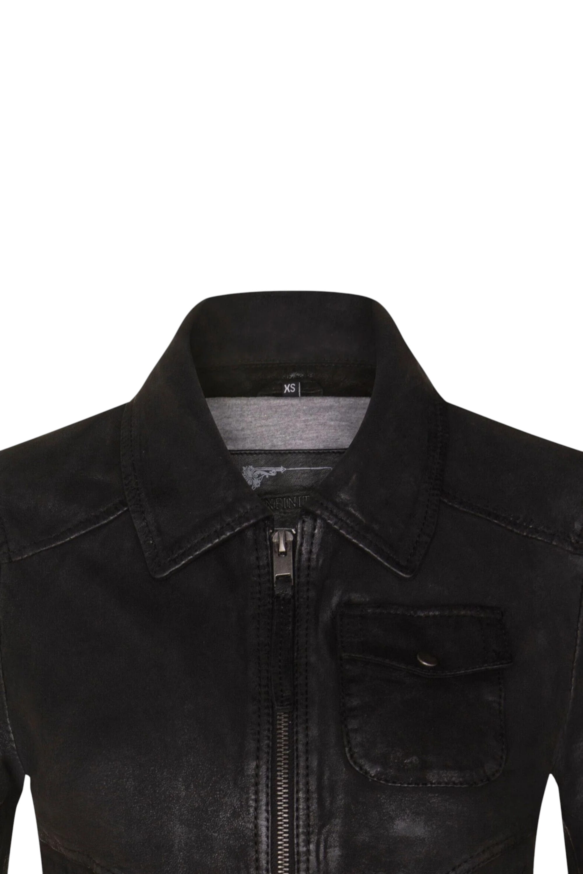 Black Womens Leather MA-1 Varsity Jacket - Ann, Image 5 of 5