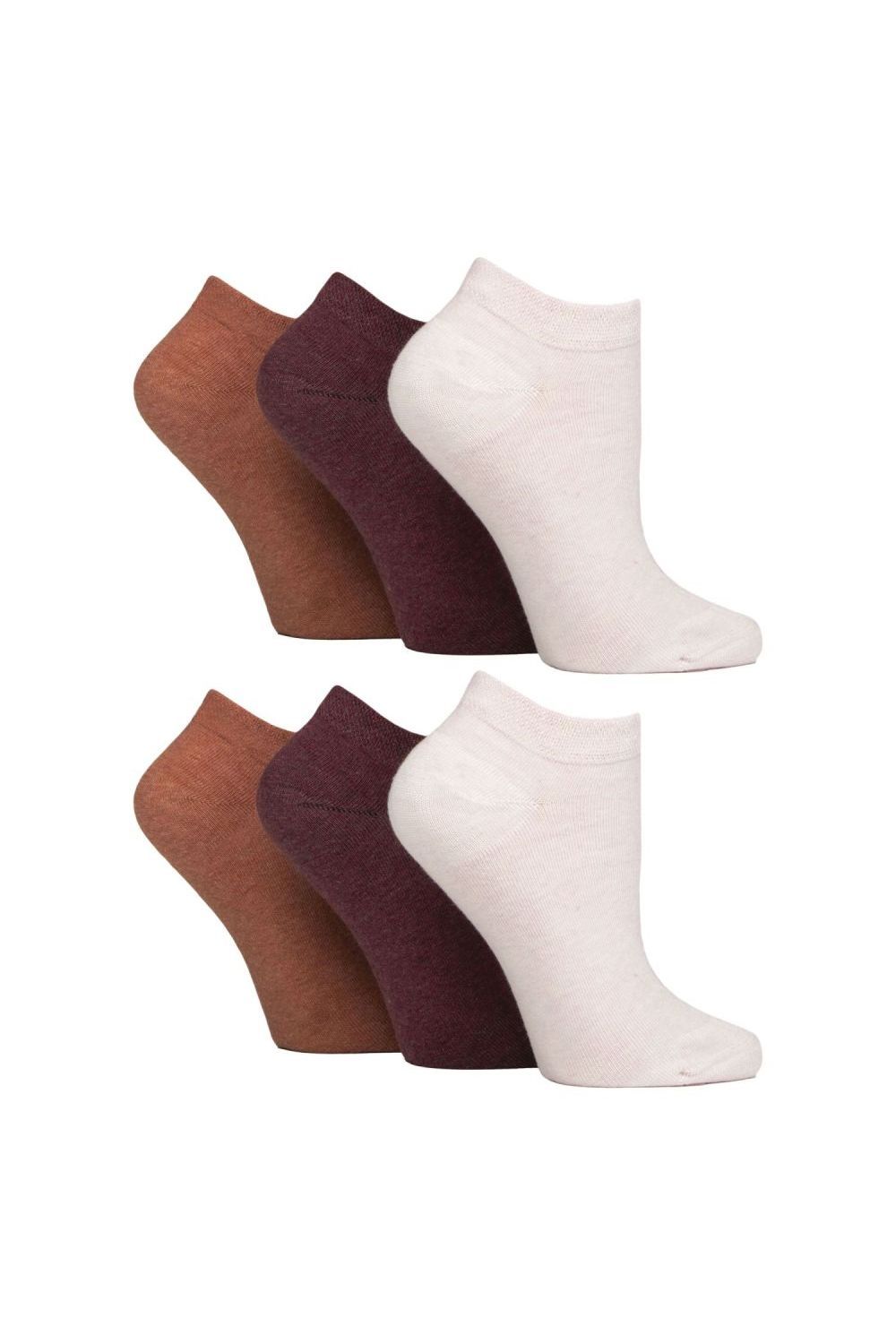 Burgundy 6 Pack Trainer Ankle Socks, Image 1 of 3