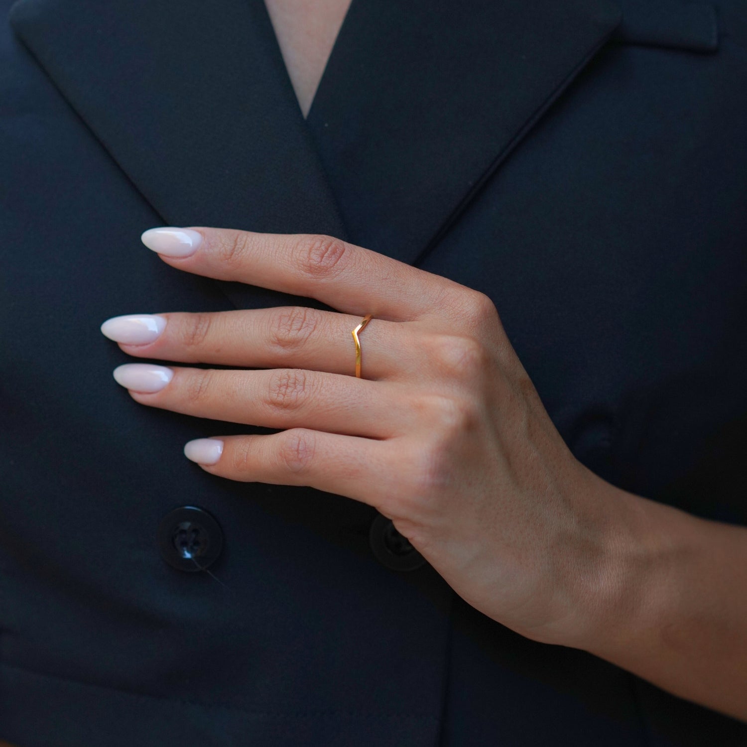 Gold Spero Gold Sterling Silver Plain Polished Wishbone V Ring, Image 2 of 2