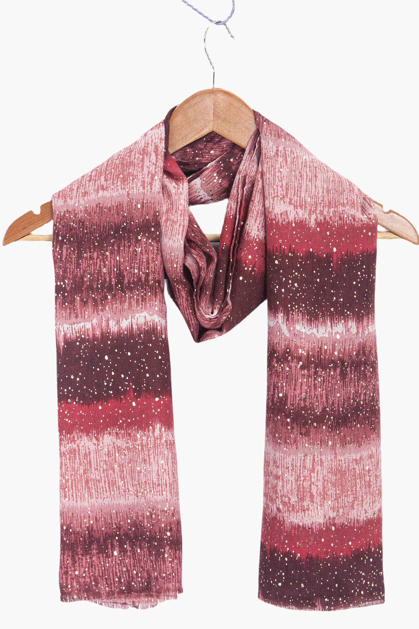 Red Speckled Ombre Striped Lightweight Scarf, Image 1 of 3