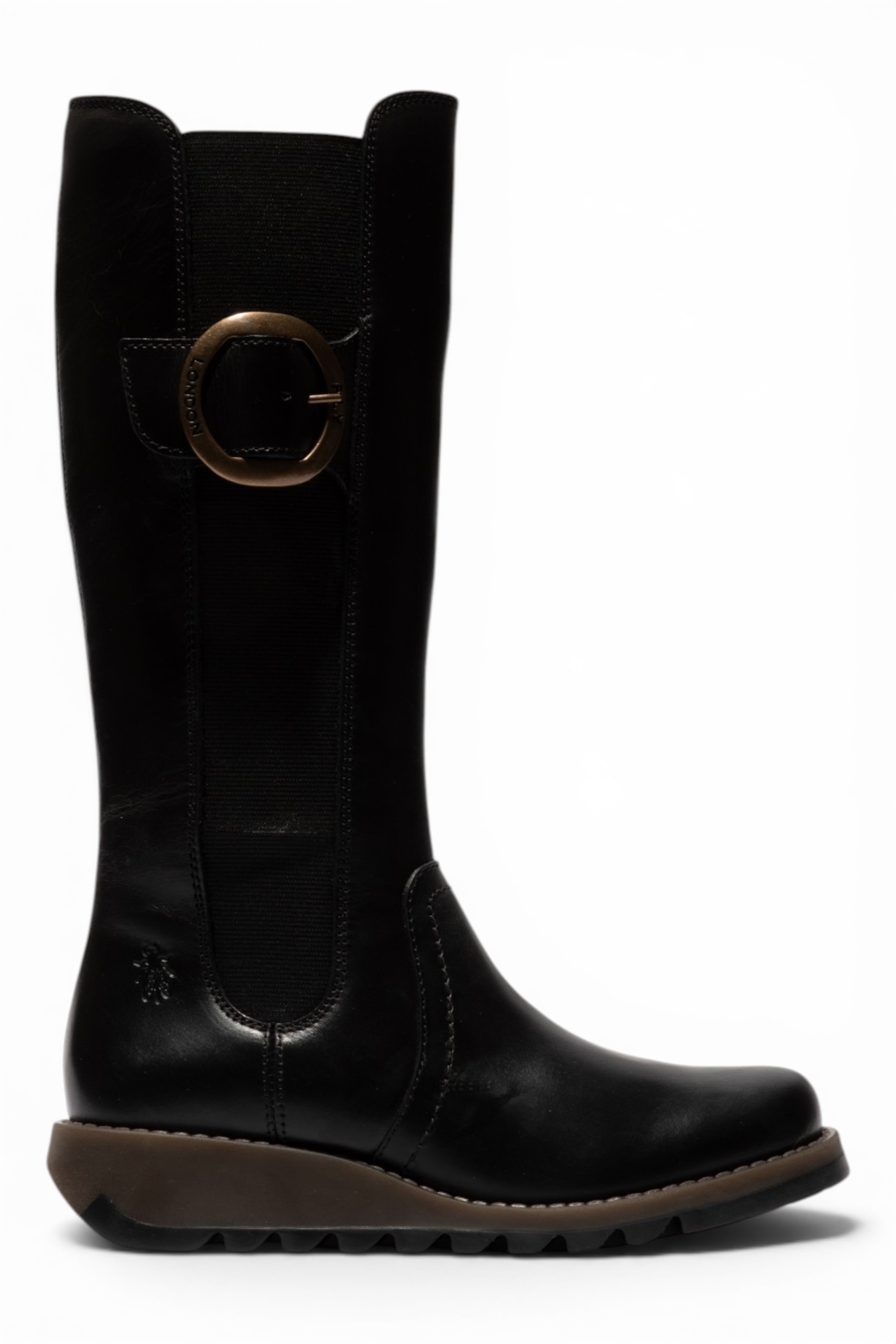 Black Womens Leather Knee-High Boots-SOIF360, Image 1 of 5