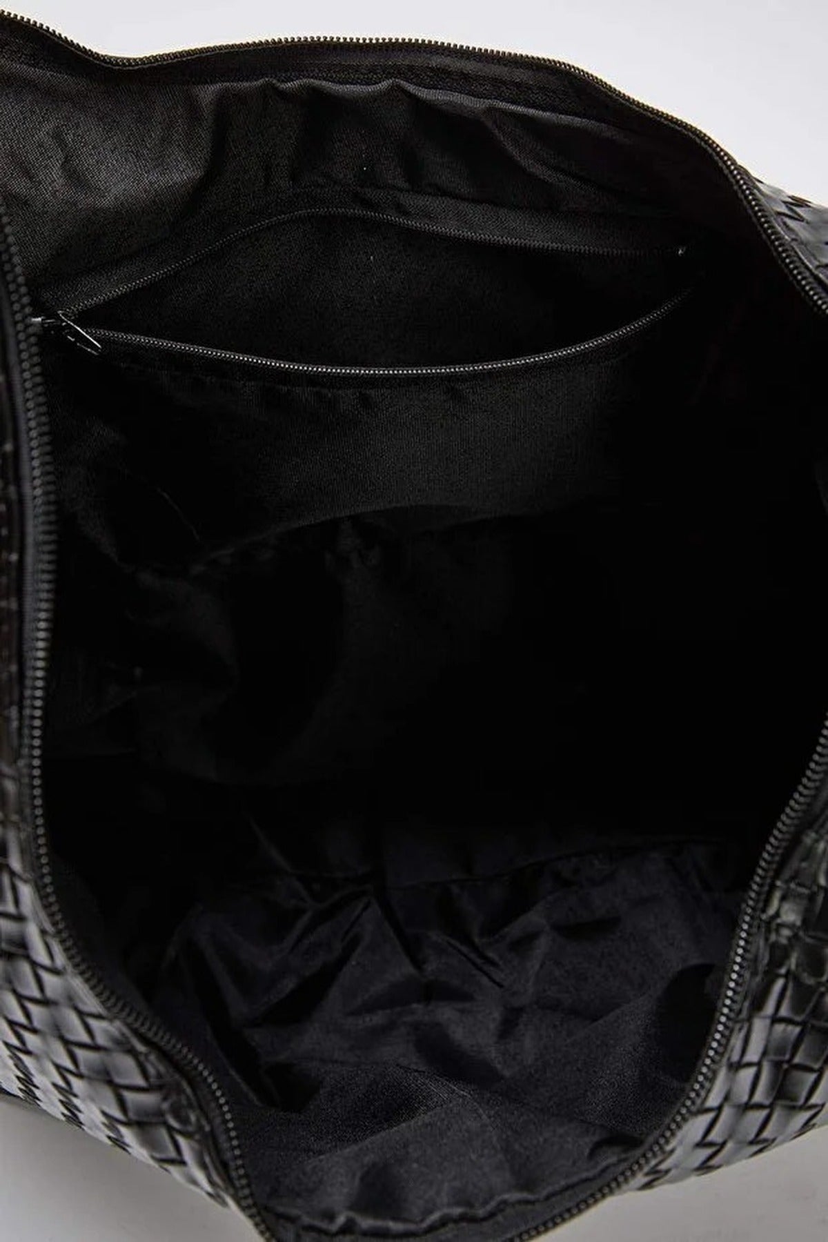 Black Woven Texture Oversized Tote Shoulder Bag, Image 2 of 4