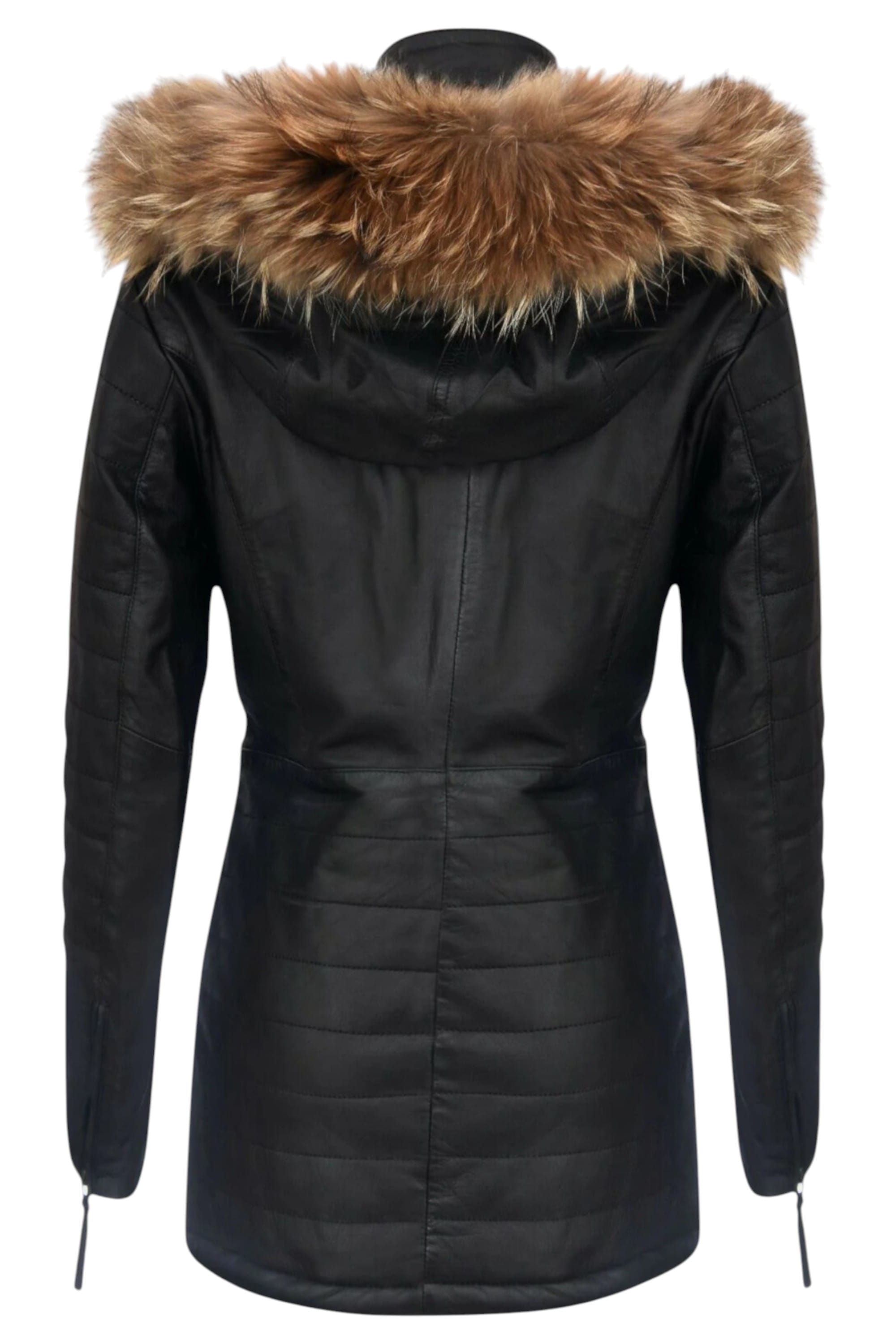 Charcoal Quilted Leather Parka Jacket-Winton, Image 4 of 5