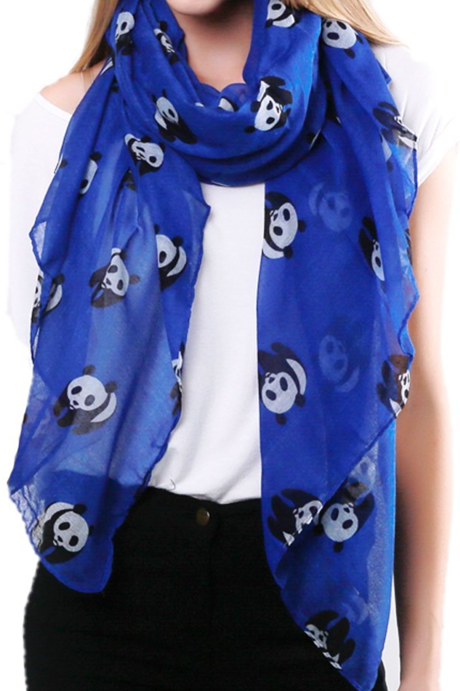 Blue Panda Lightweight Scarf, Image 1 of 2