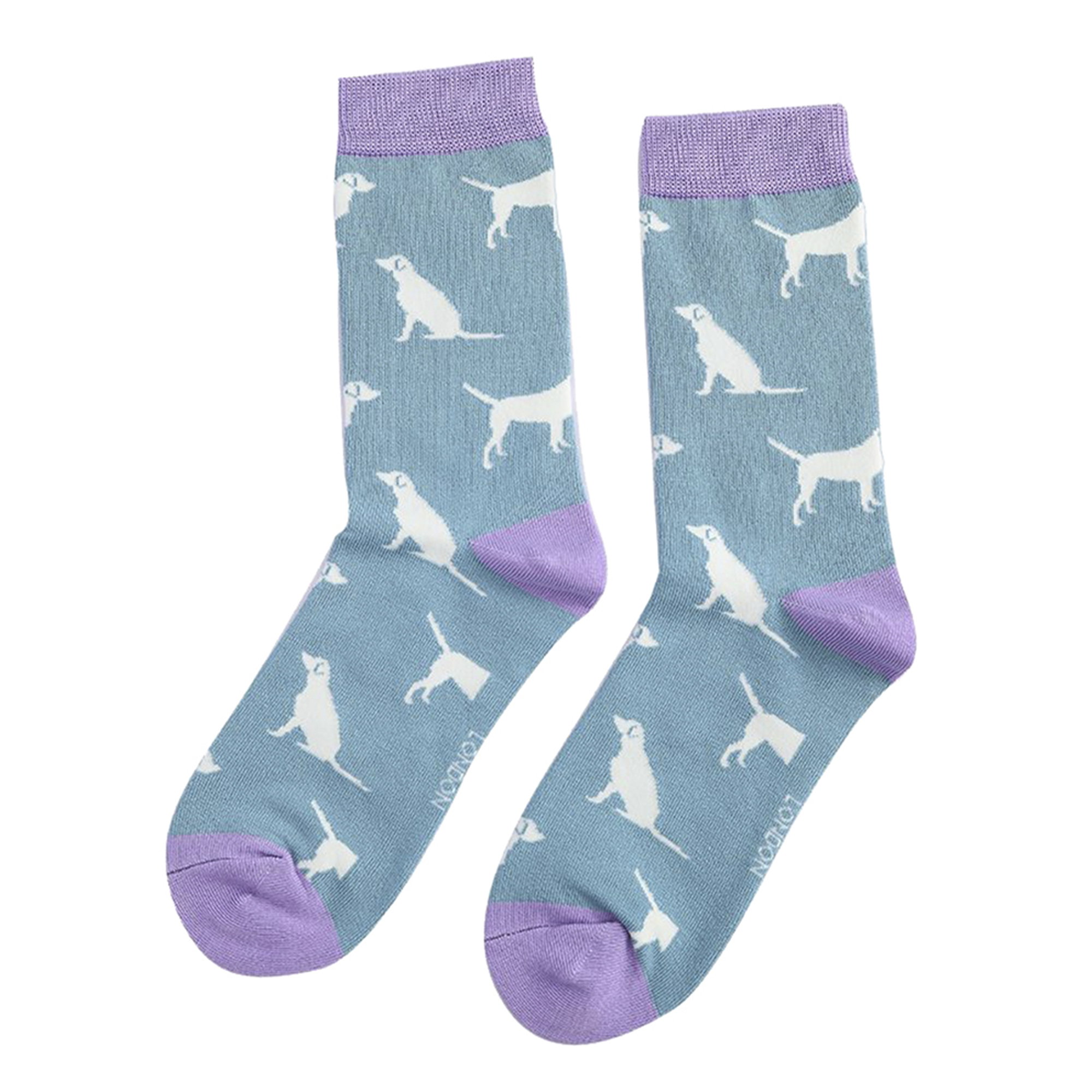 Blue 1 Pack Ladies Novelty Dog Pattern Bamboo Socks, Image 4 of 5
