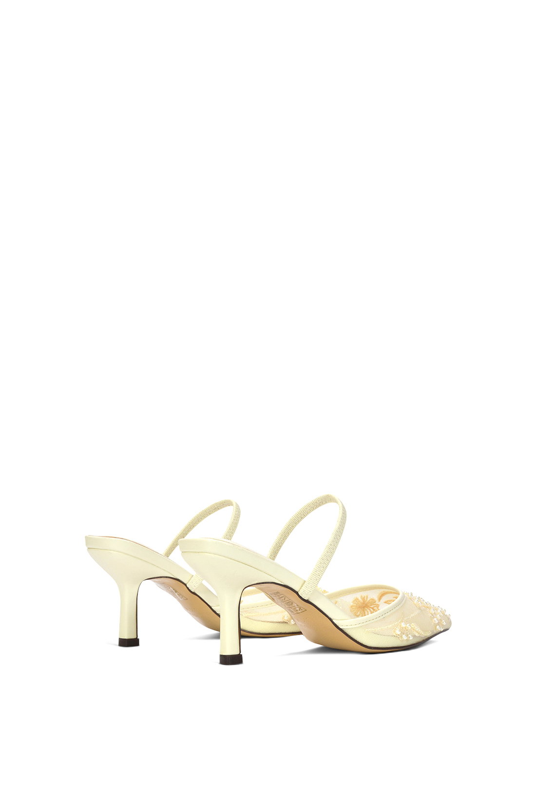 Ivory 'Sabbie' Ivory Bridal Pointed Heeled Mules With Beaded Mesh, Image 4 of 6