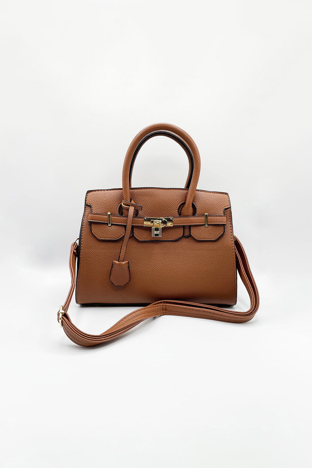 Brown Top Handle Satchel Handbag, Image 2 of 5