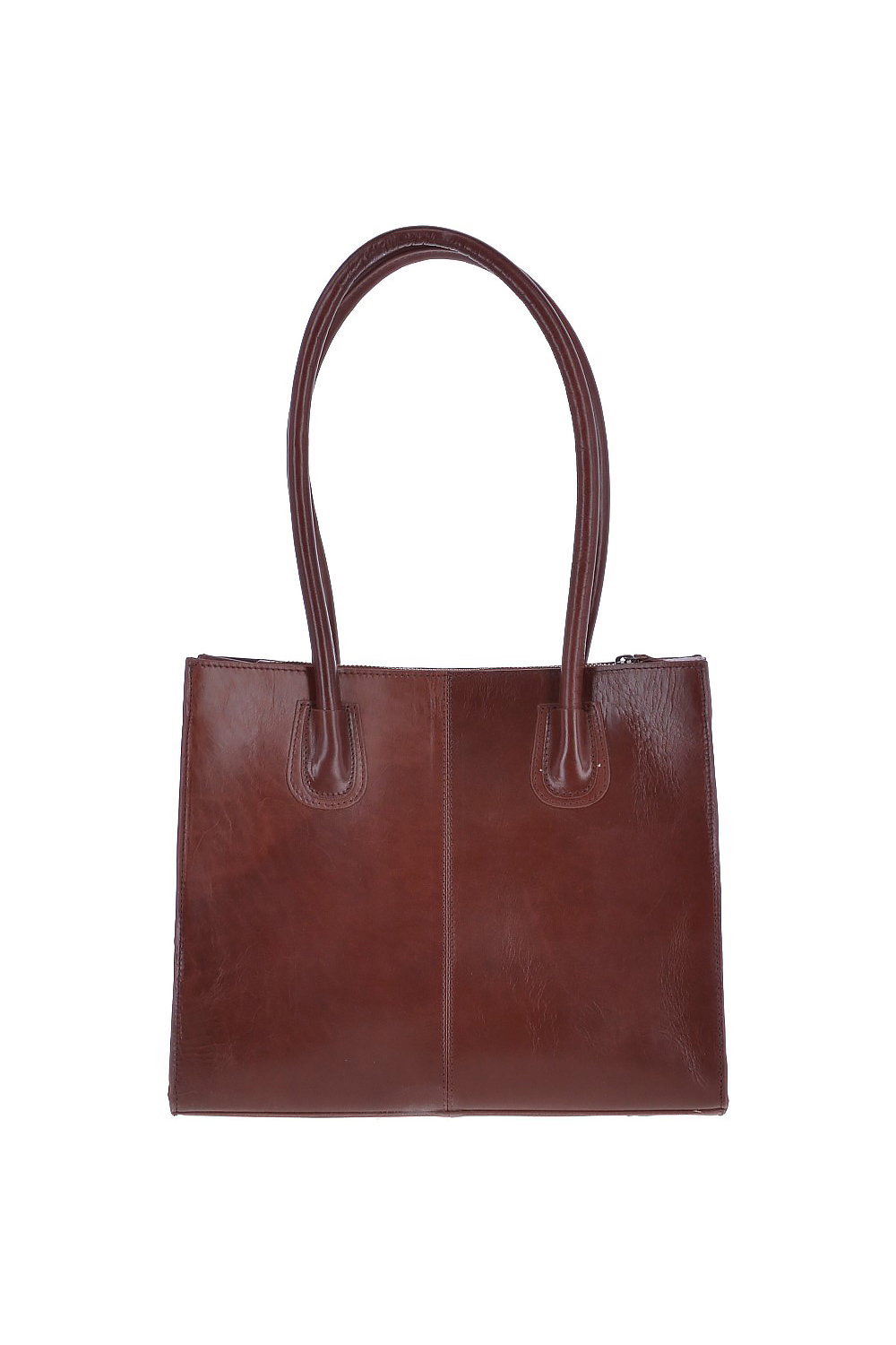 Brown Vegetable Tanned Real Leather Two Section With Mid Purse Bag, Image 3 of 3