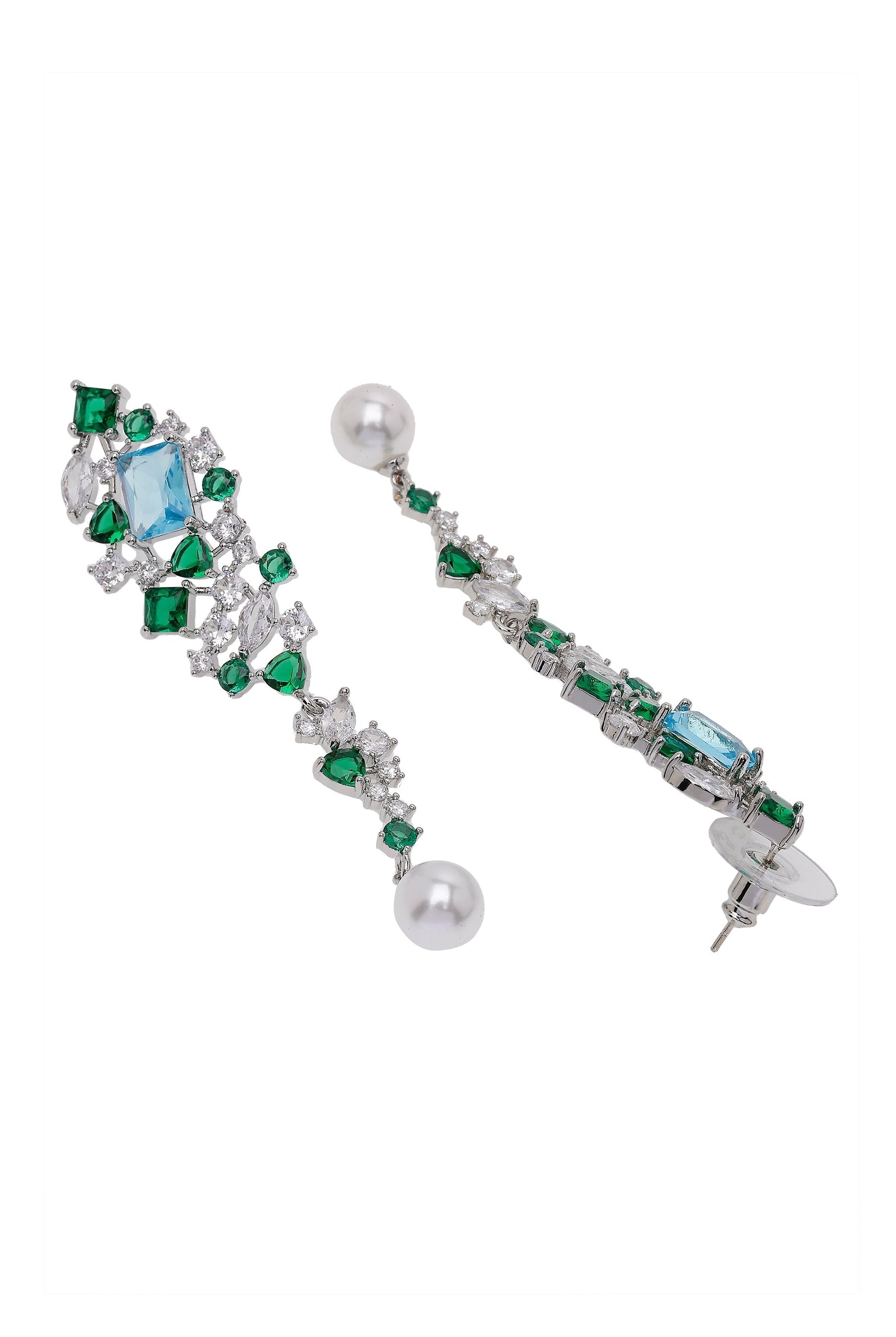 Silver Silver-Colored Contemporary Drop Earrings, Image 3 of 4
